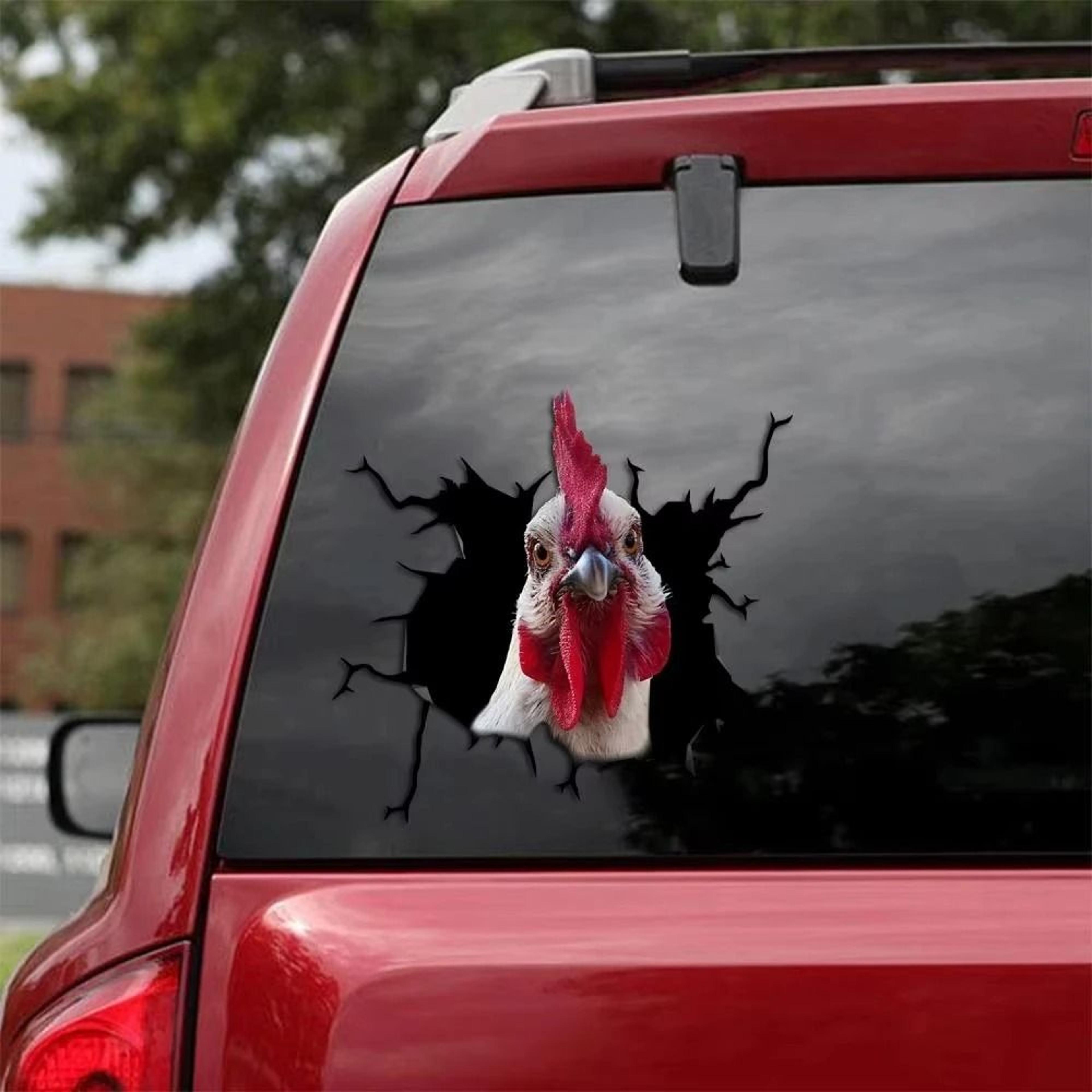3d cartoon chicken vinyl decal & car window sticker