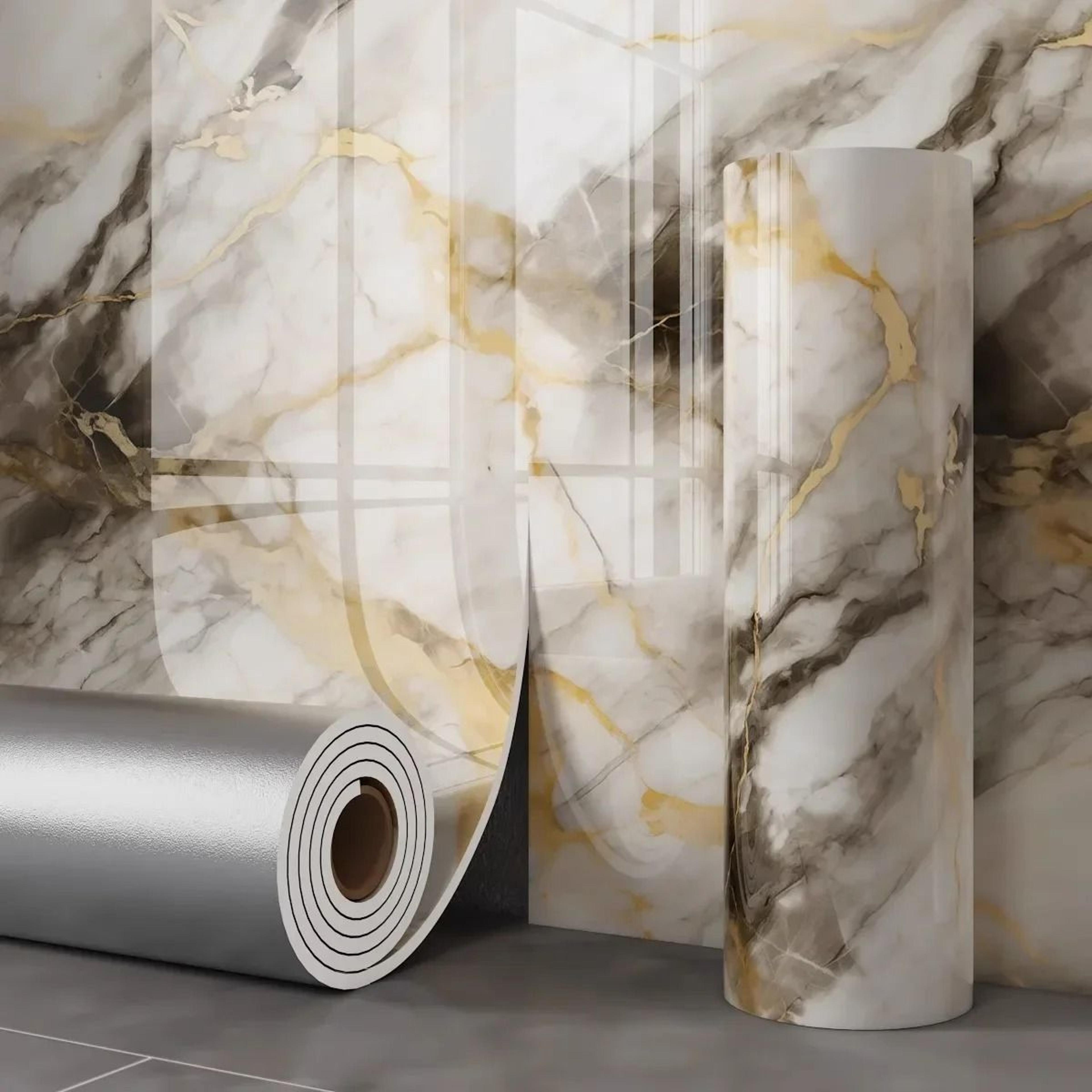 thickened 3d marble self-adhesive foam wall & ceiling panel roll