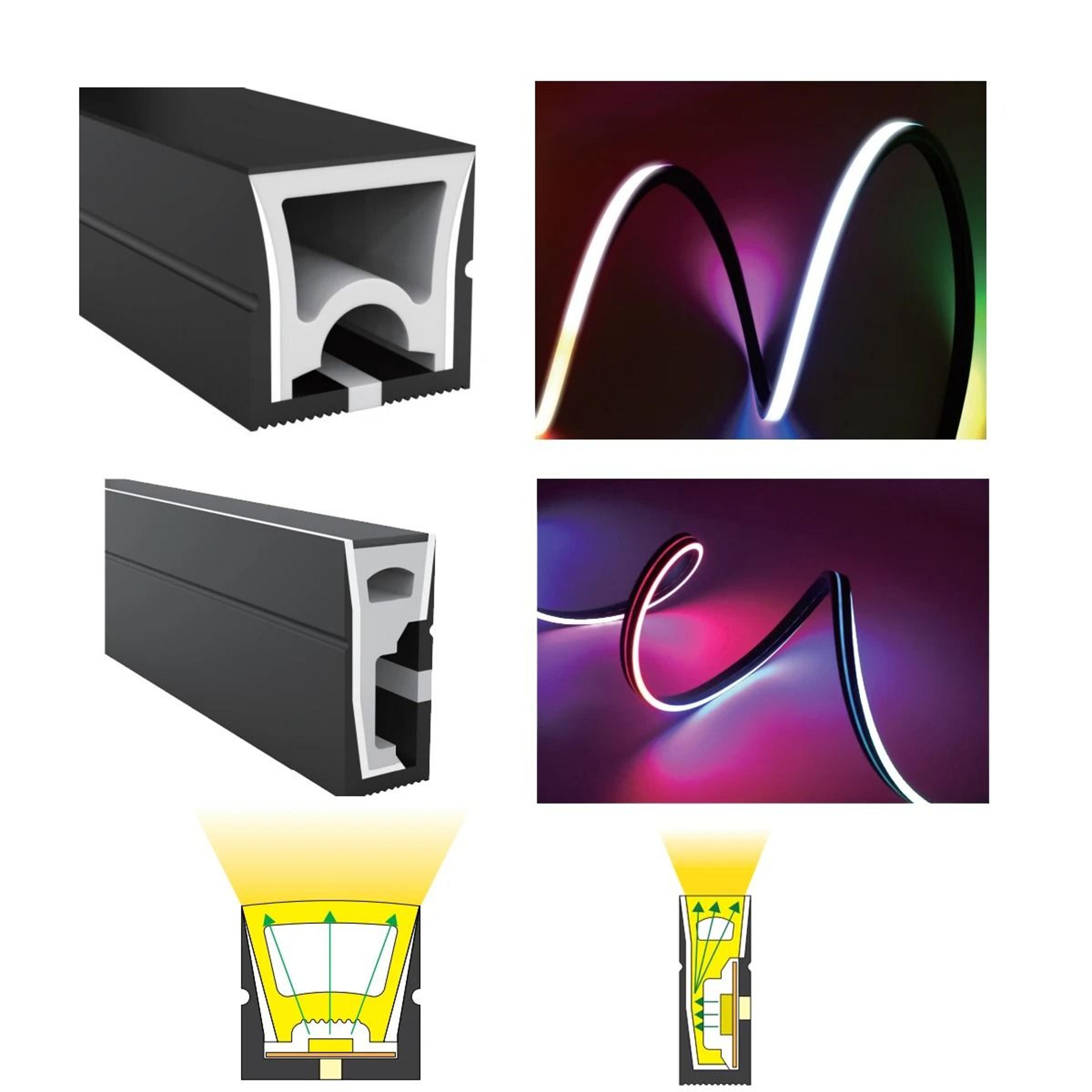 flexible black silicone rgb led neon rope light tube (ws2811 / ws2812b compatible)
