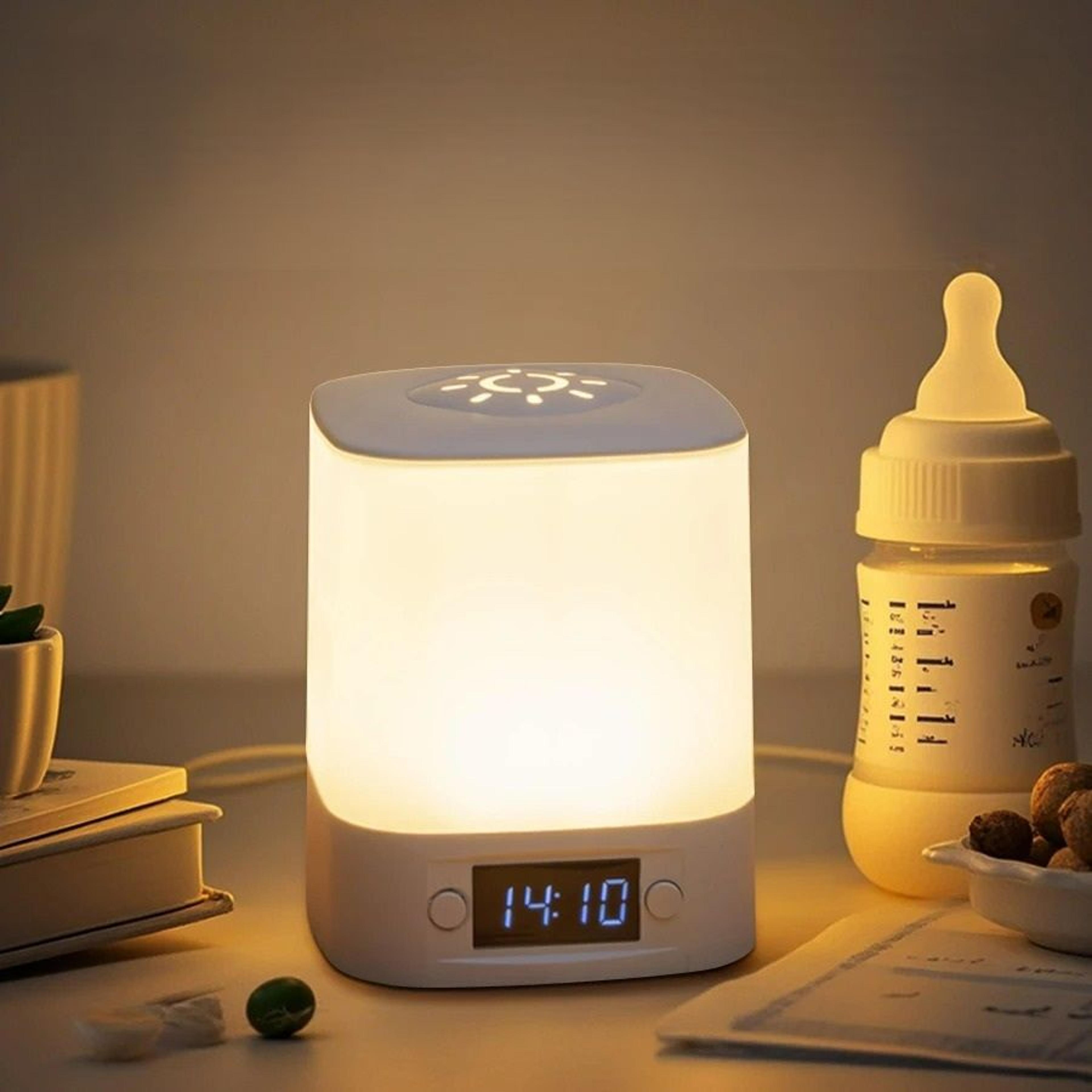 rechargeable bedside led night light with clock & desk lamp