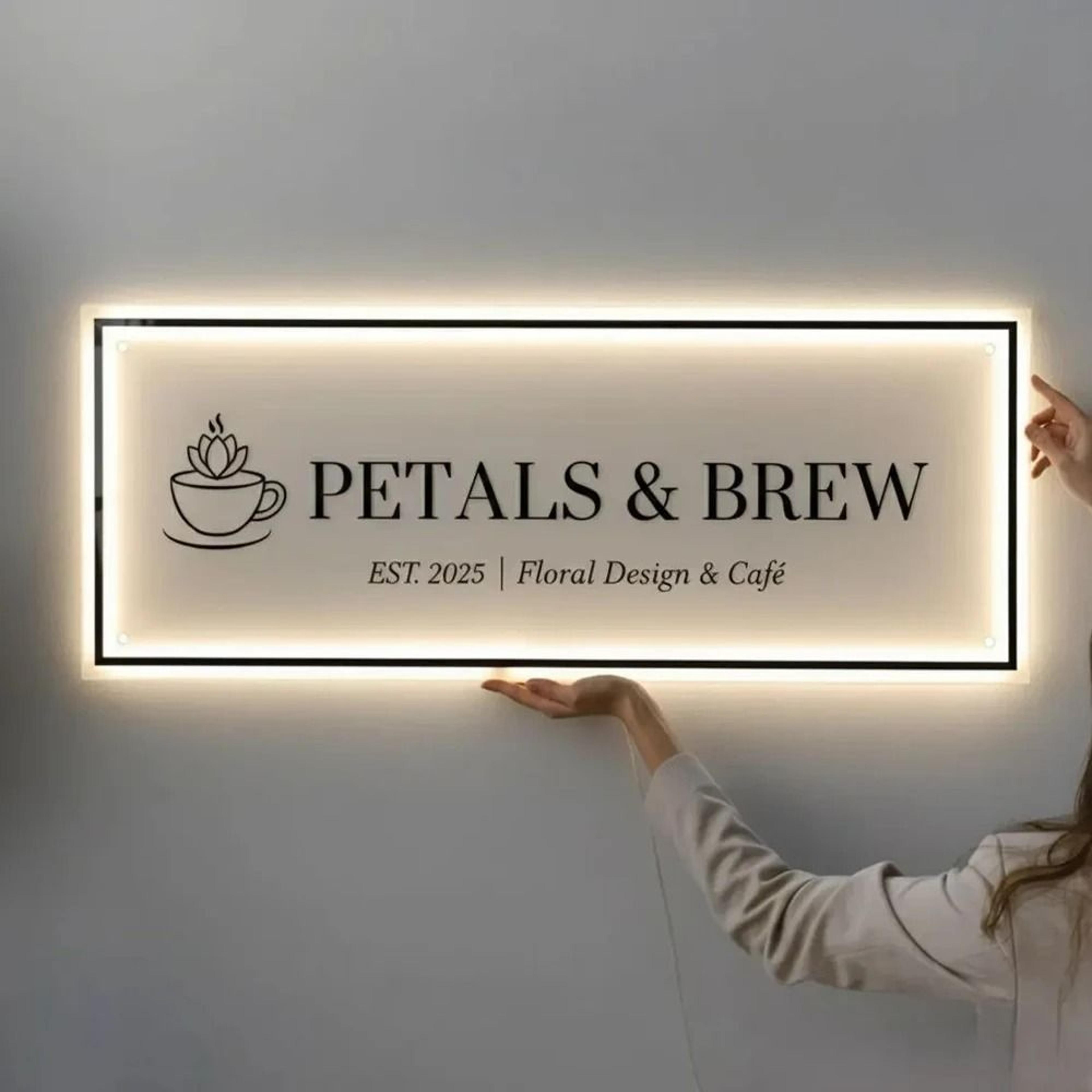 custom led backlit & neon floating acrylic business sign