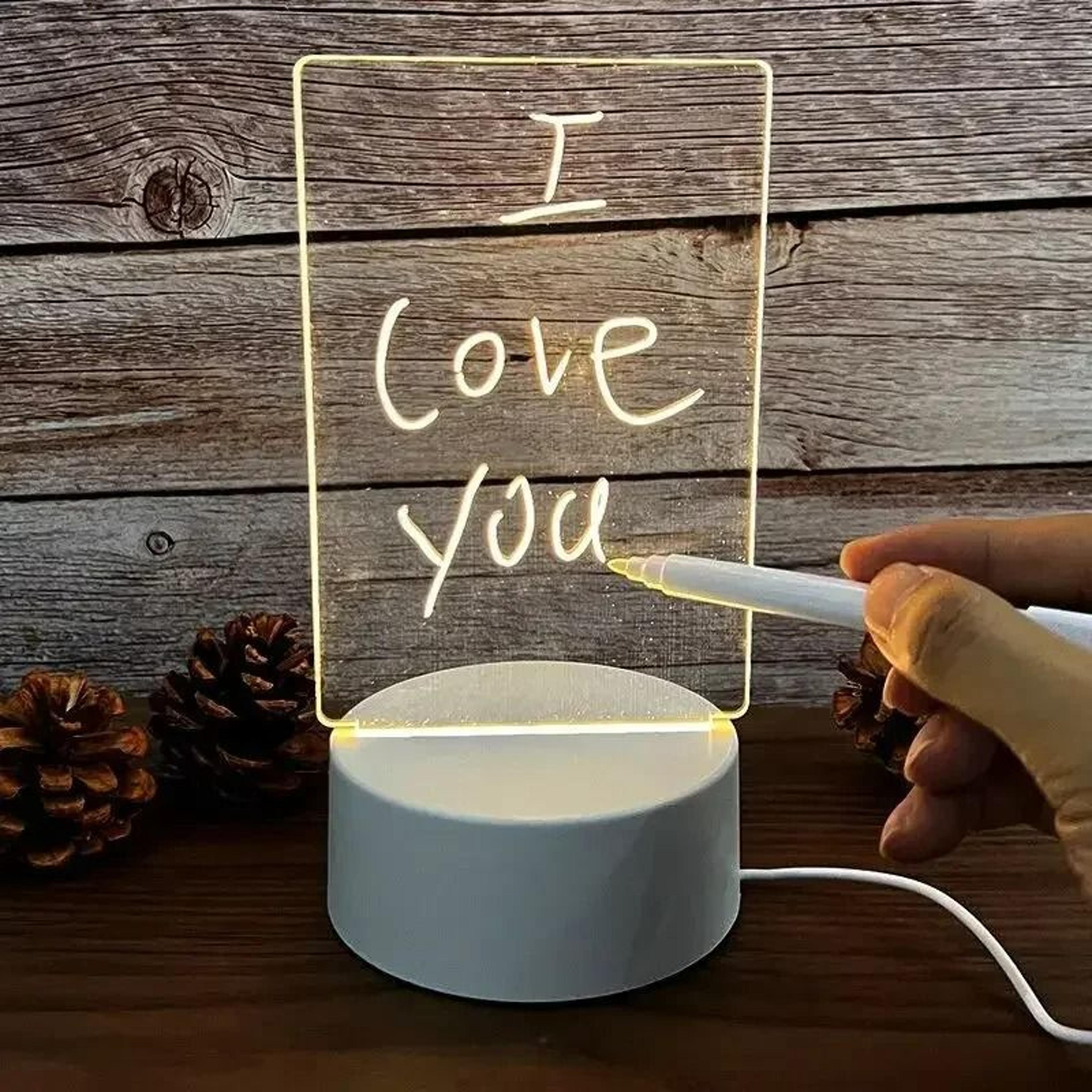 glowing acrylic message board & led drawing lamp with pen