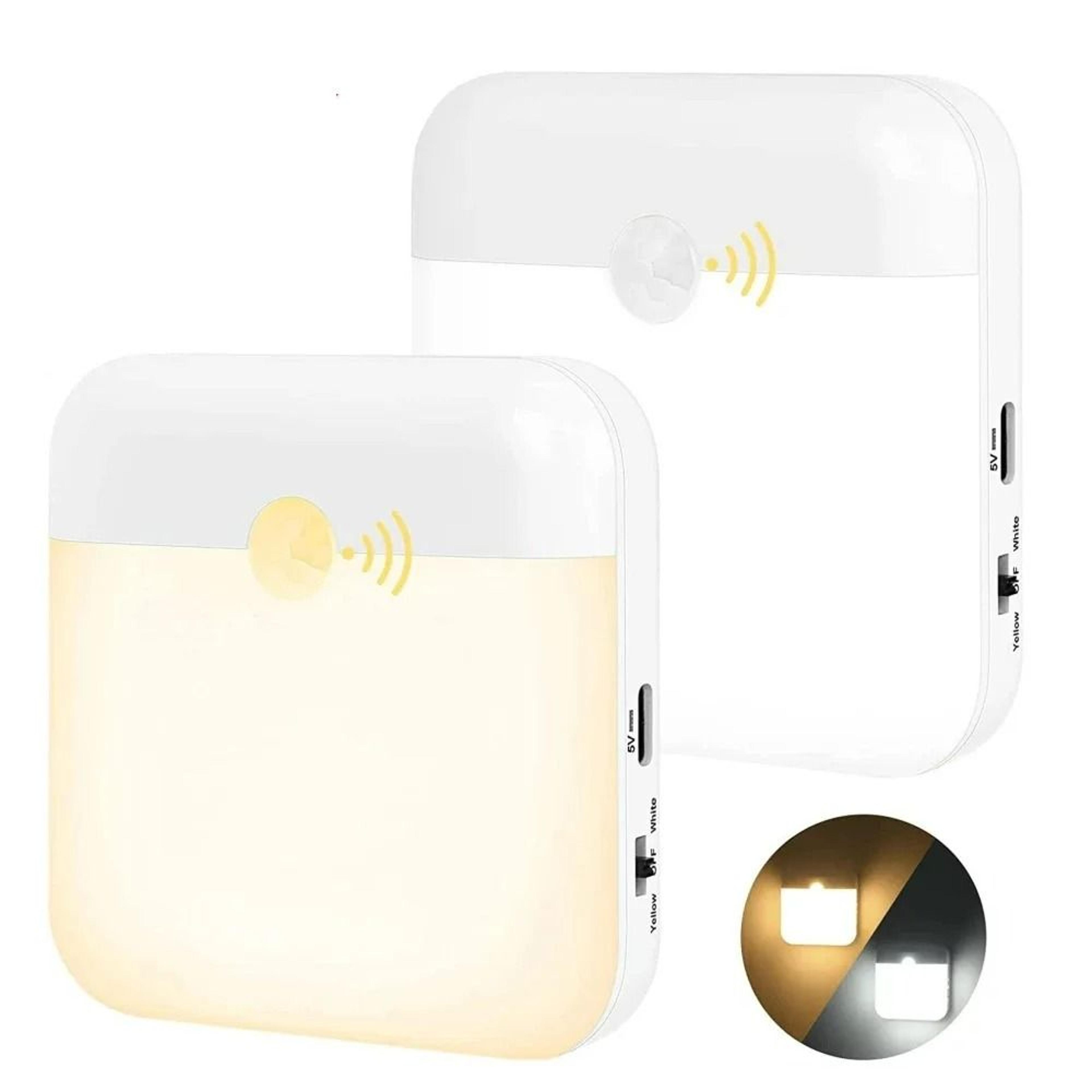 square motion sensor led usb rechargeable night light