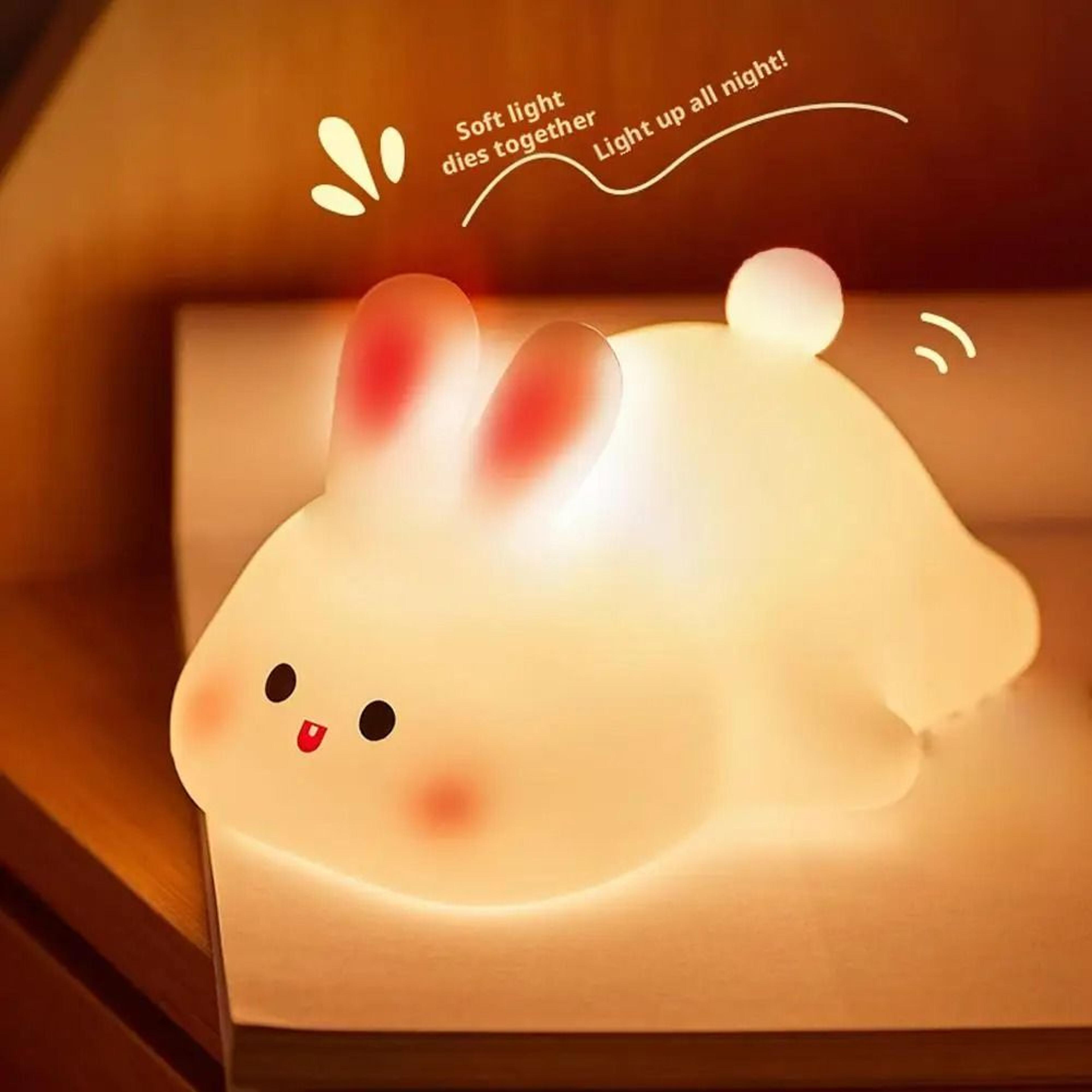 cute big face rabbit soft silicone led night light