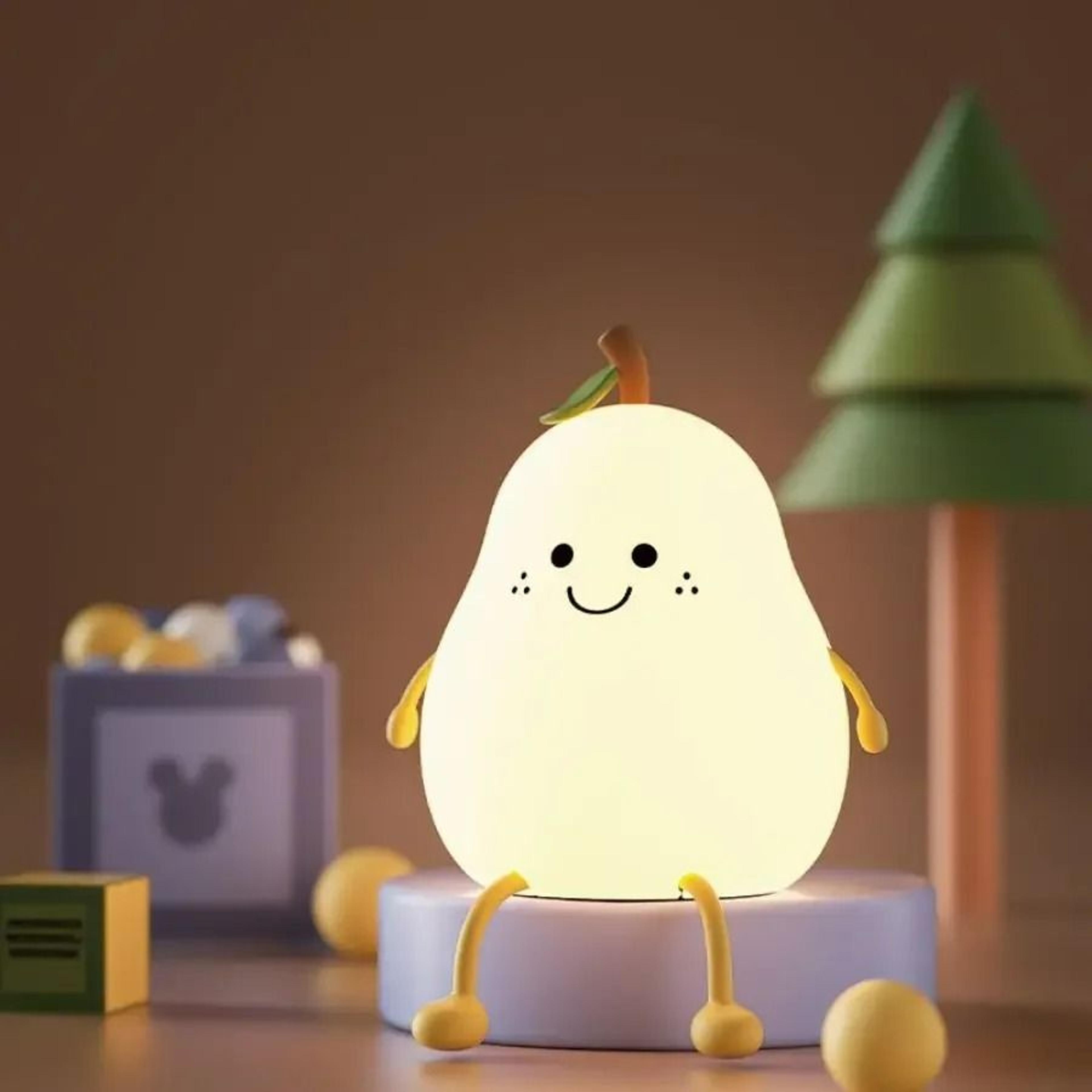 cute pear fruit silicone 7-color led night light