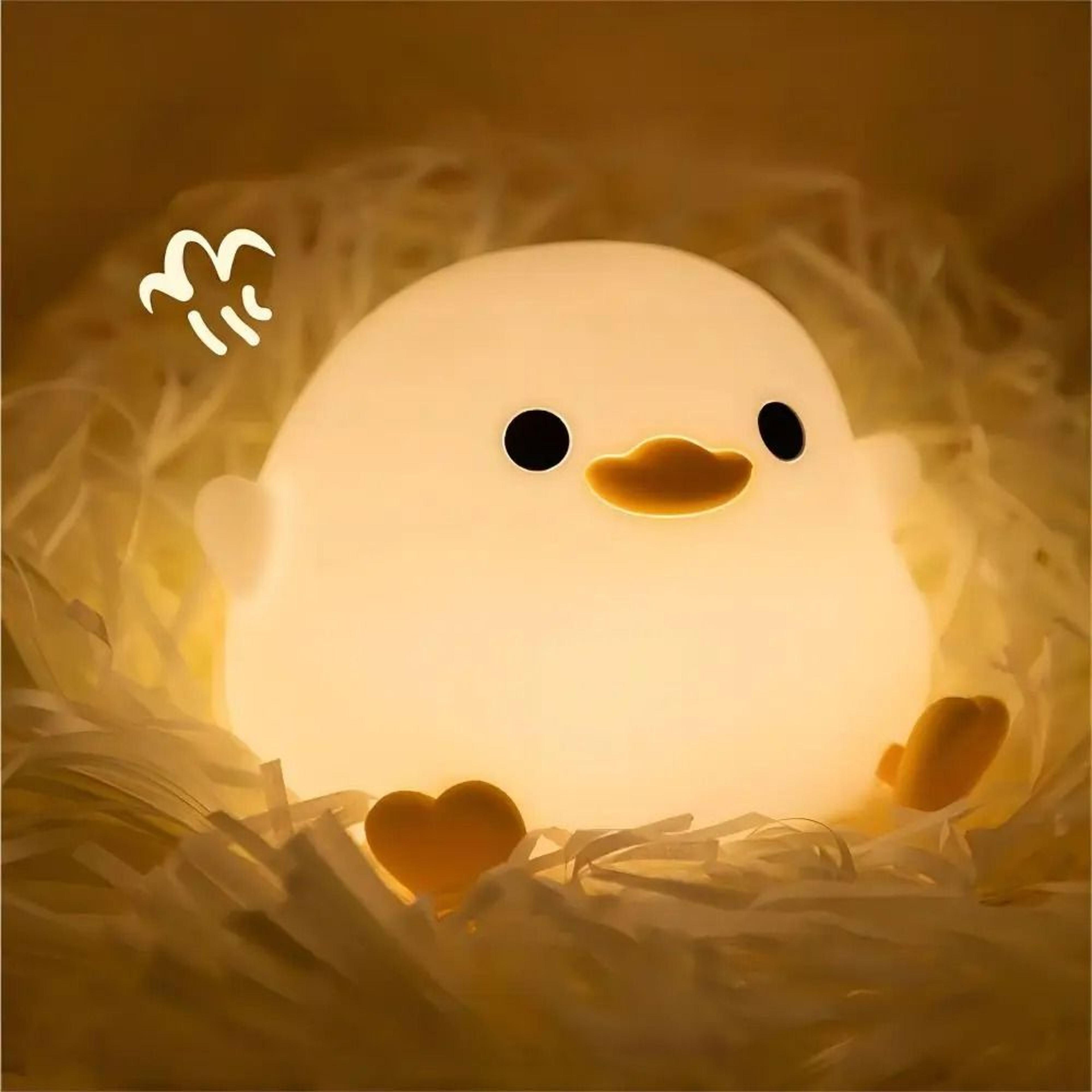 cute duck silicone touch led night light with timer