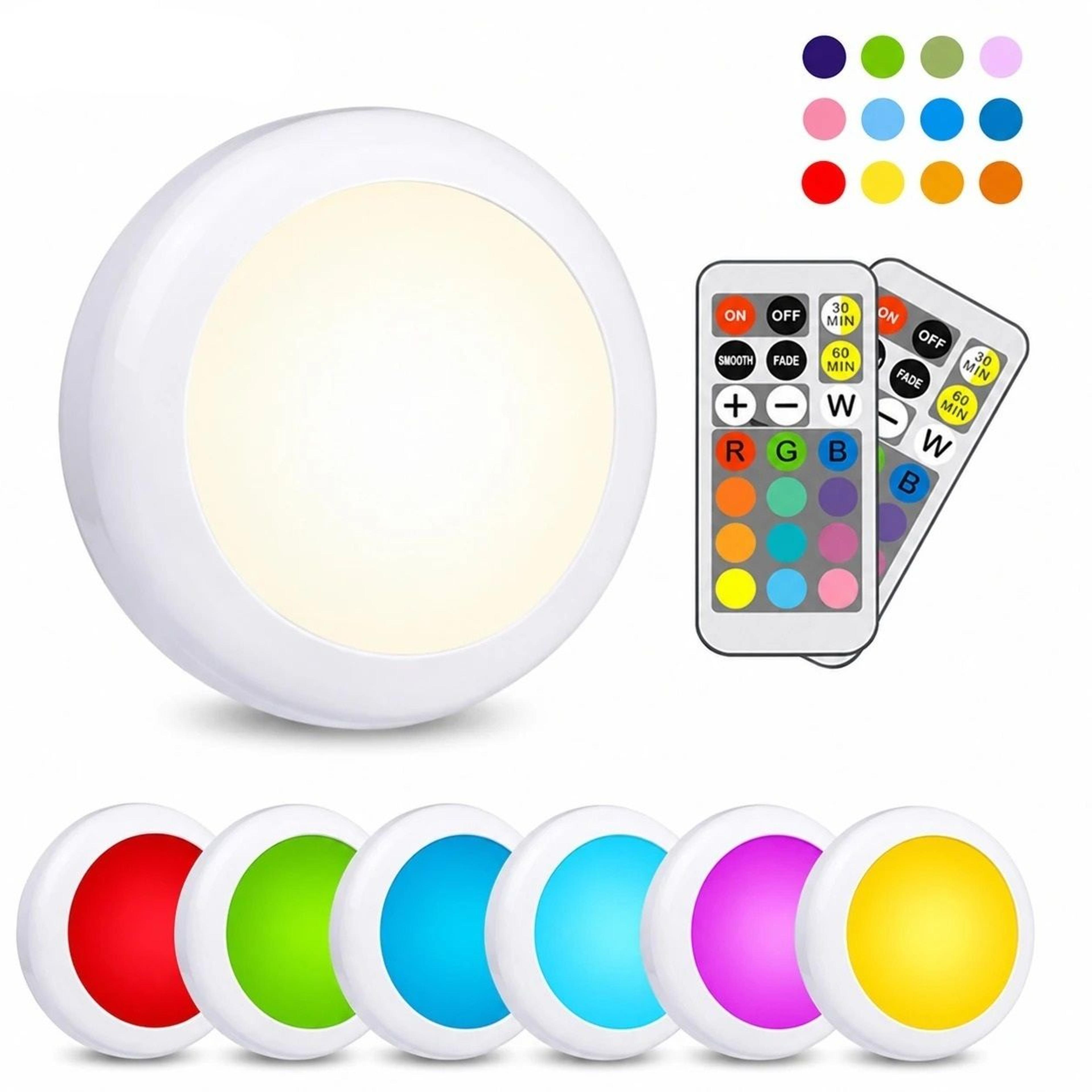 dimmable multicolor led puck light with remote control