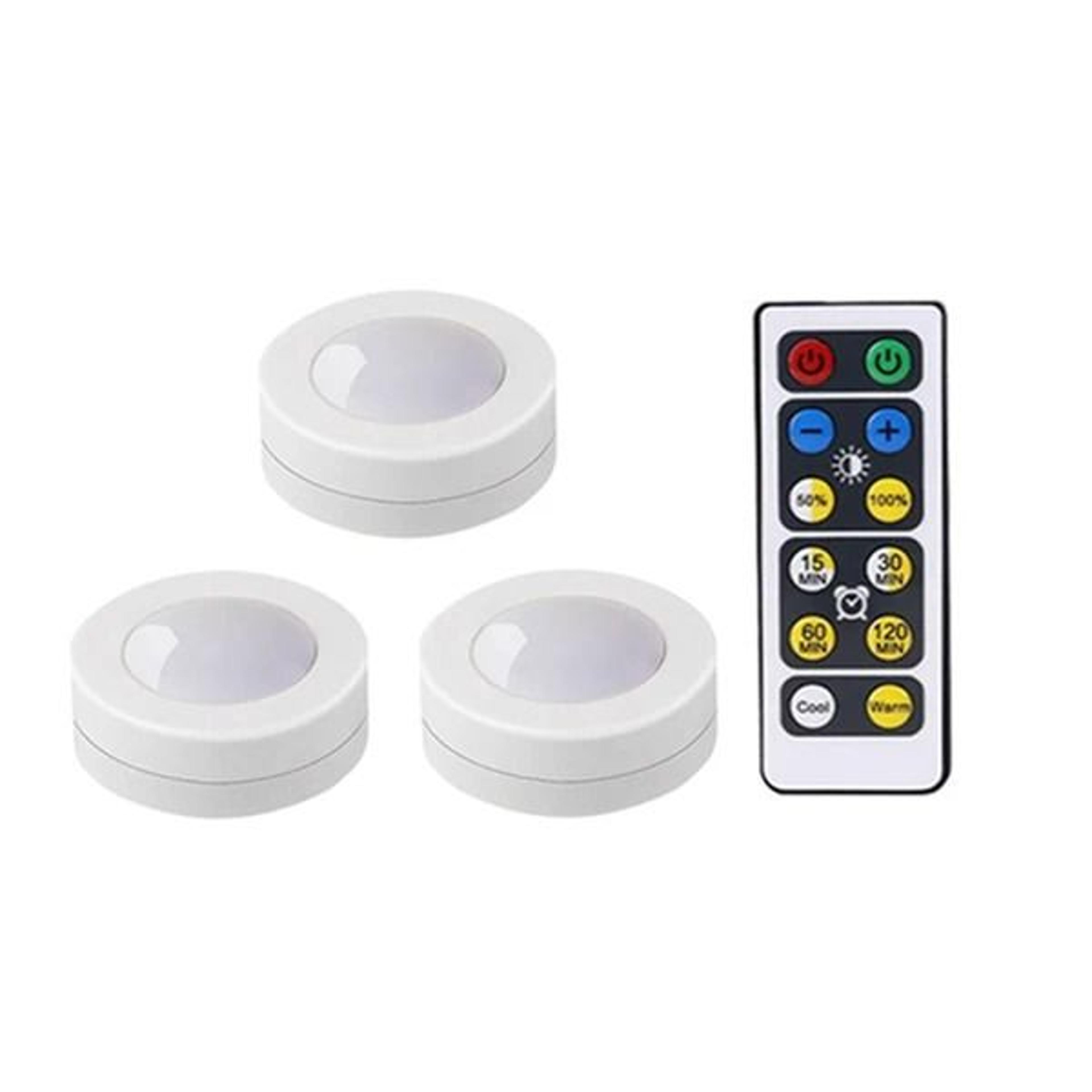 wireless led puck lights with remote control (3 pack)