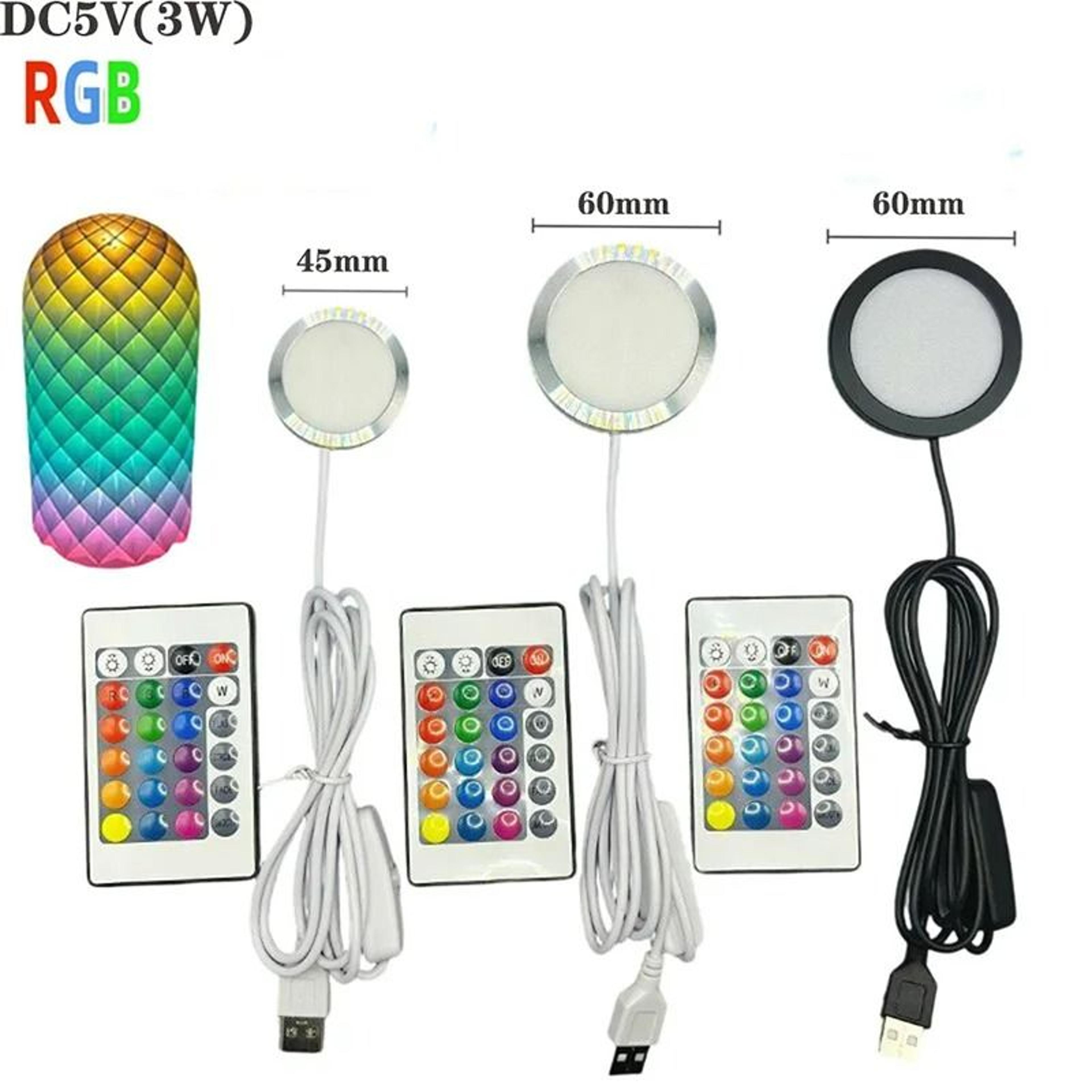 5v usb rgb dimmable under-cabinet puck light set