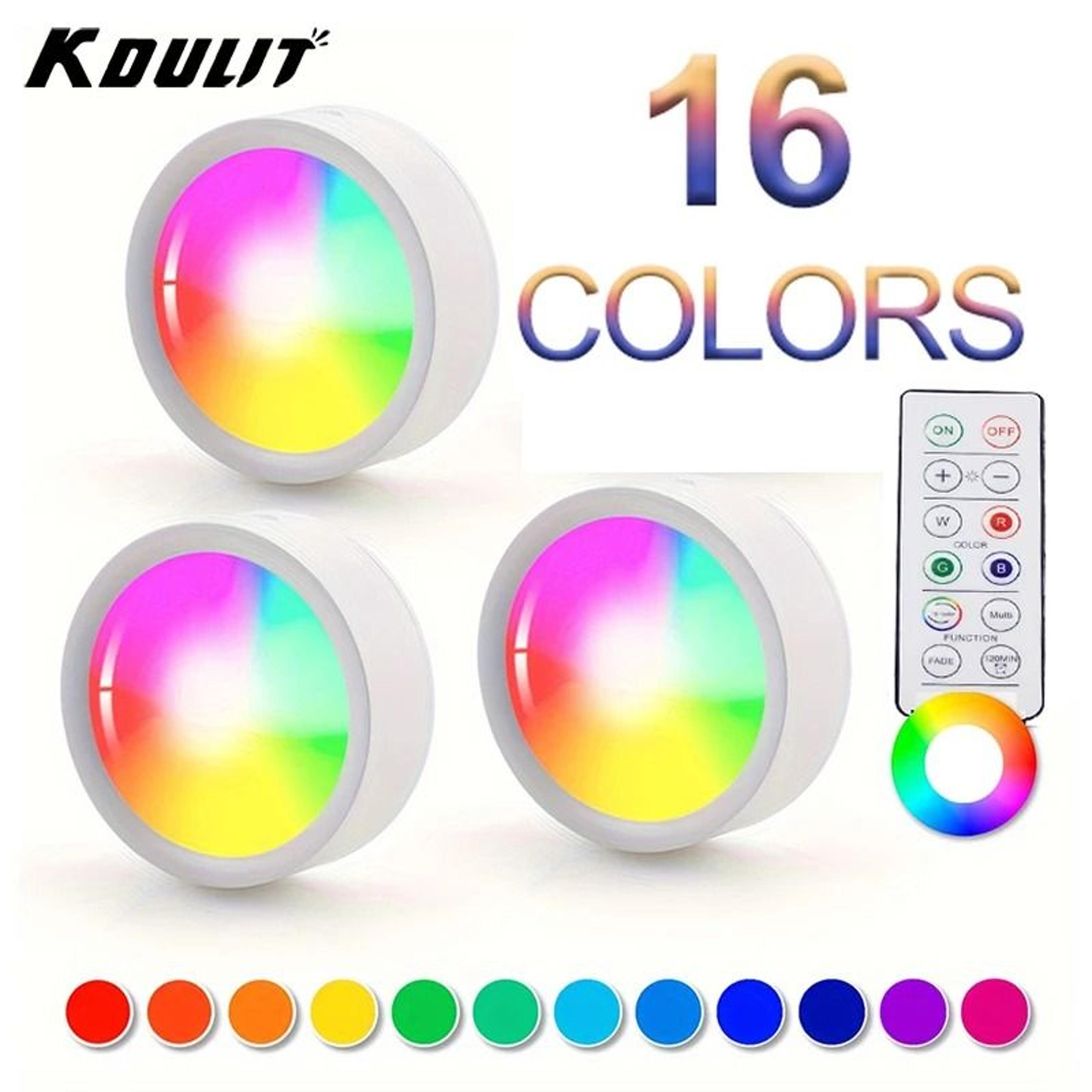 wireless color-changing led puck lights with remote control (3 pack)