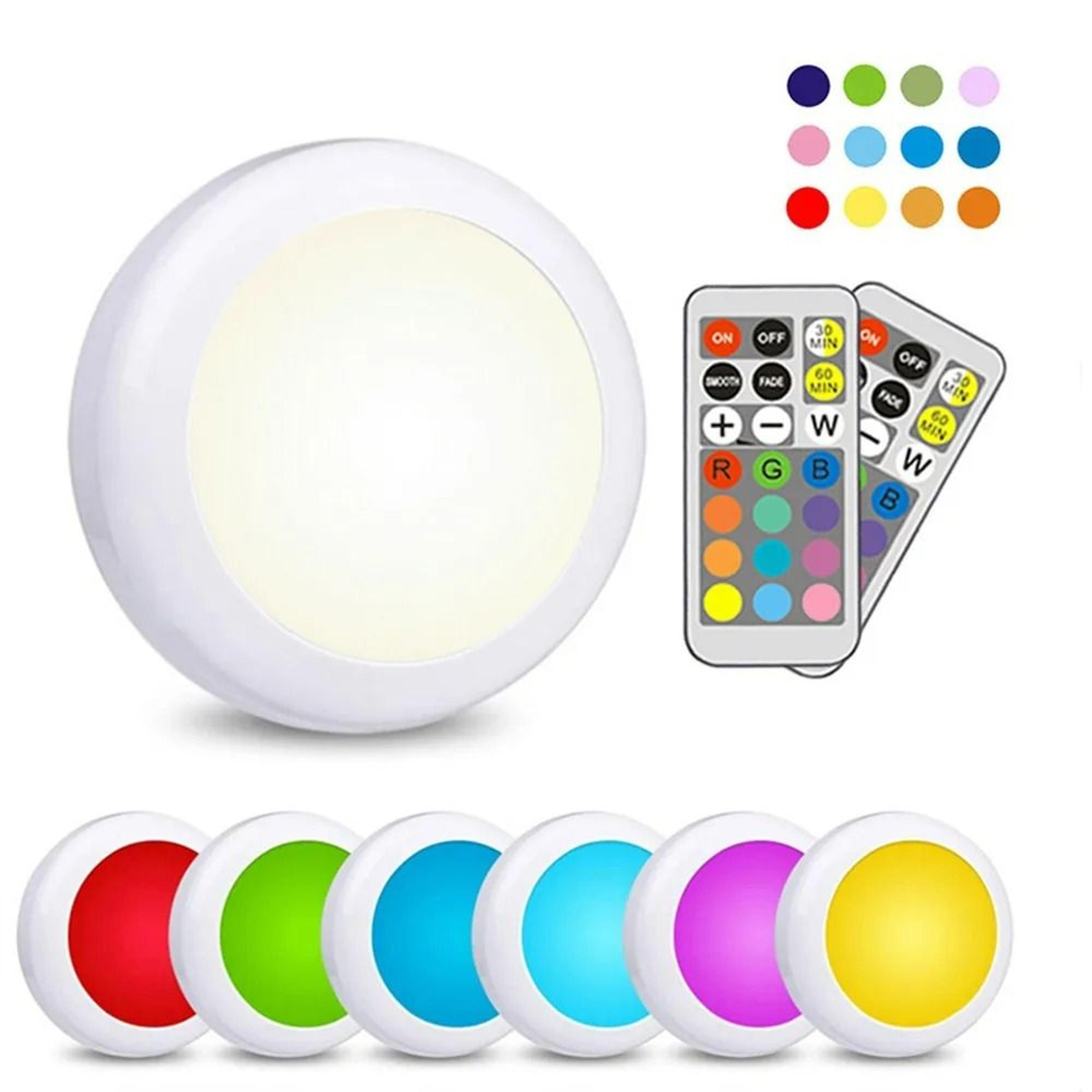 wireless rgb led puck lights with remote control (3 pack)