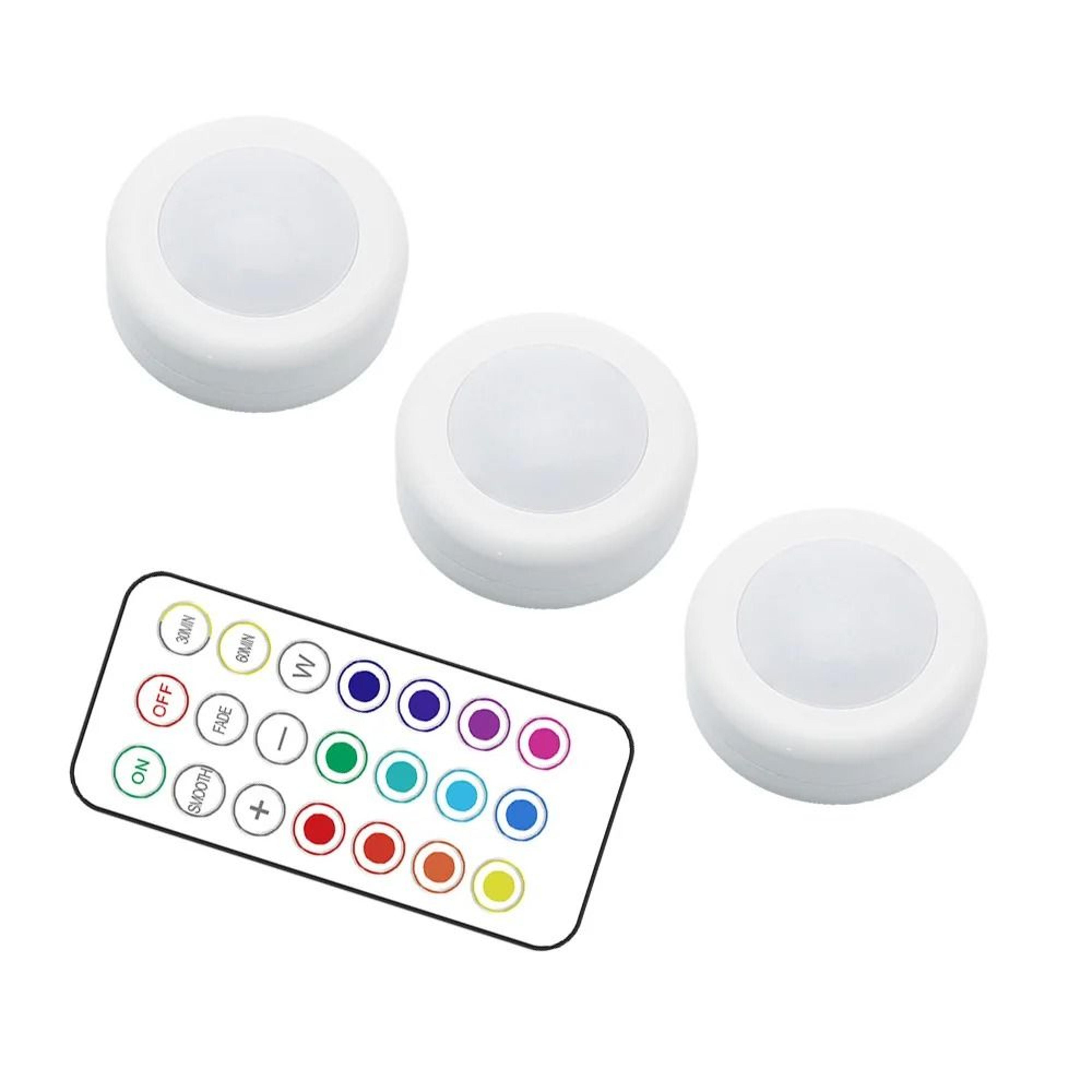 wireless rgbw led puck lights with remote control (3 pack)