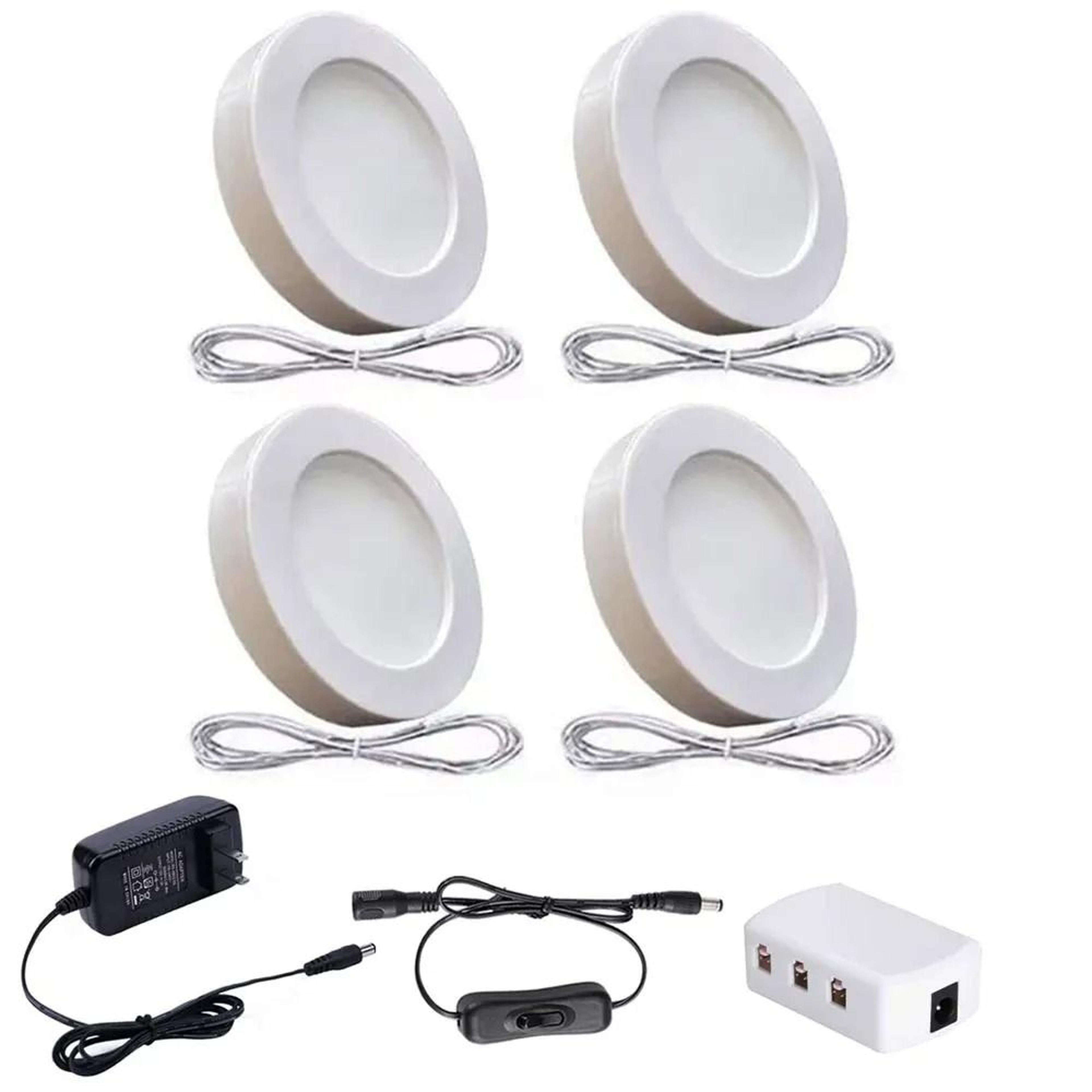 12w surface-mount direct-ac led undercabinet puck light kit