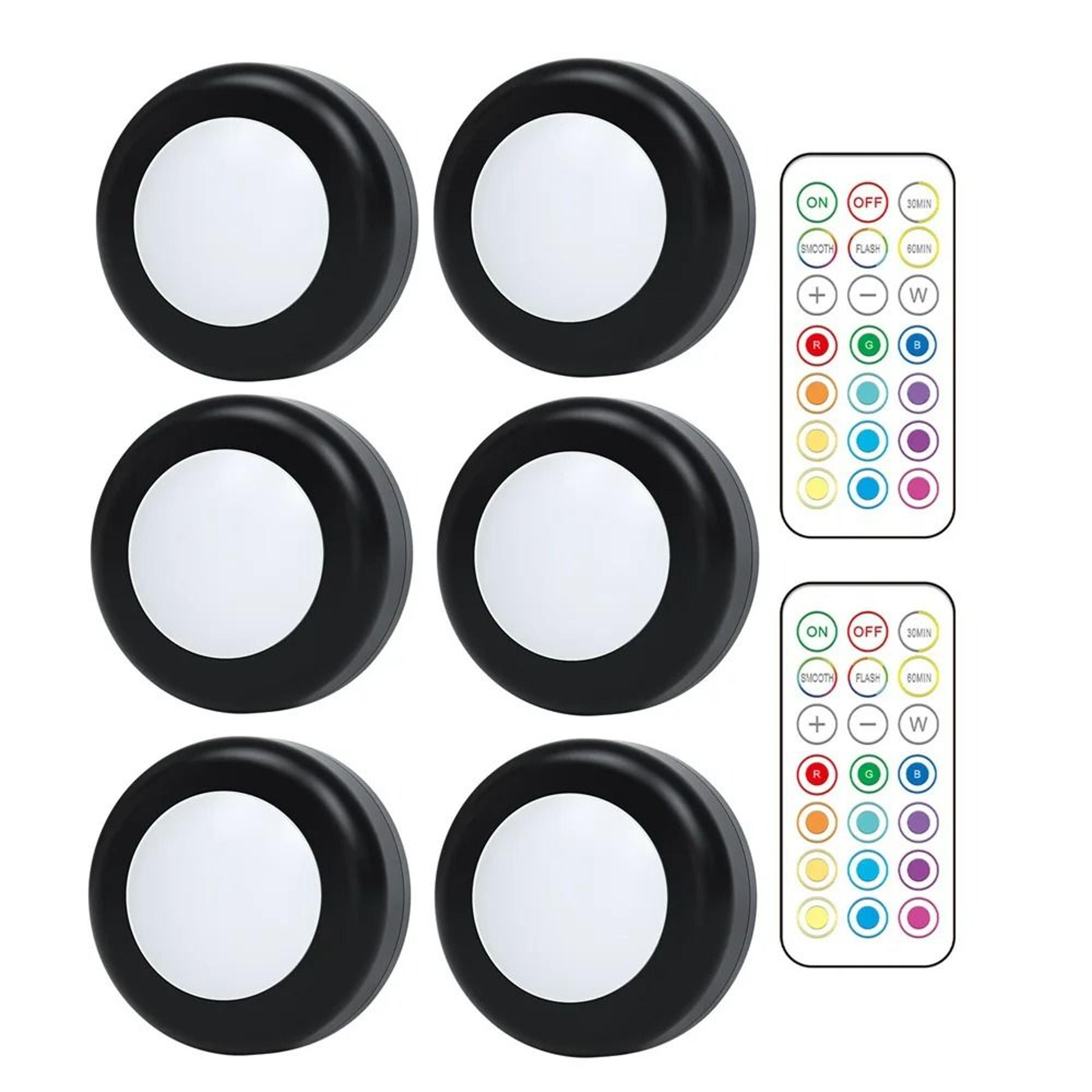 battery powered rgb mini led puck lights (3 pack - 62mm)