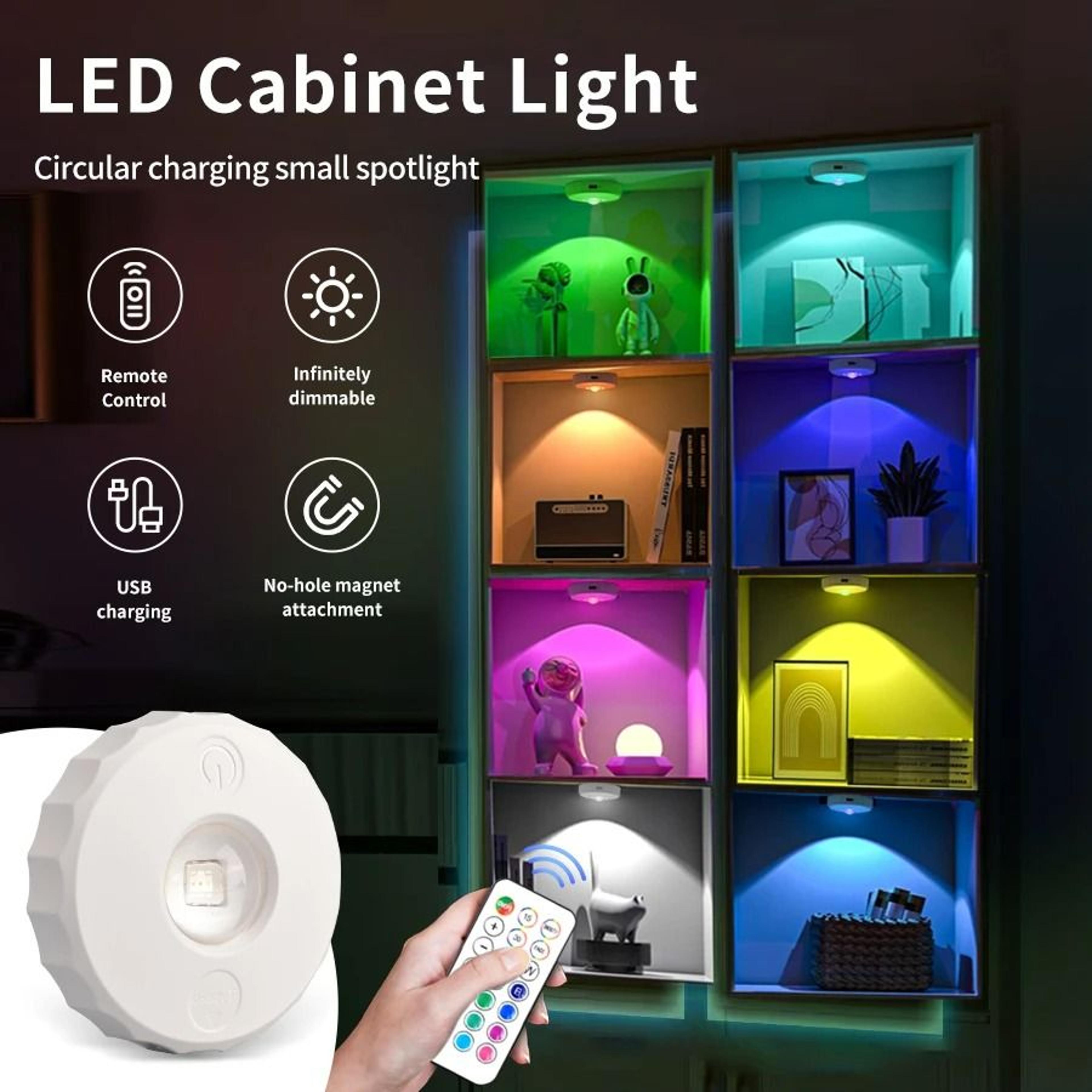 rechargeable rgb led spotlight set wireless dimmable remote control puck light