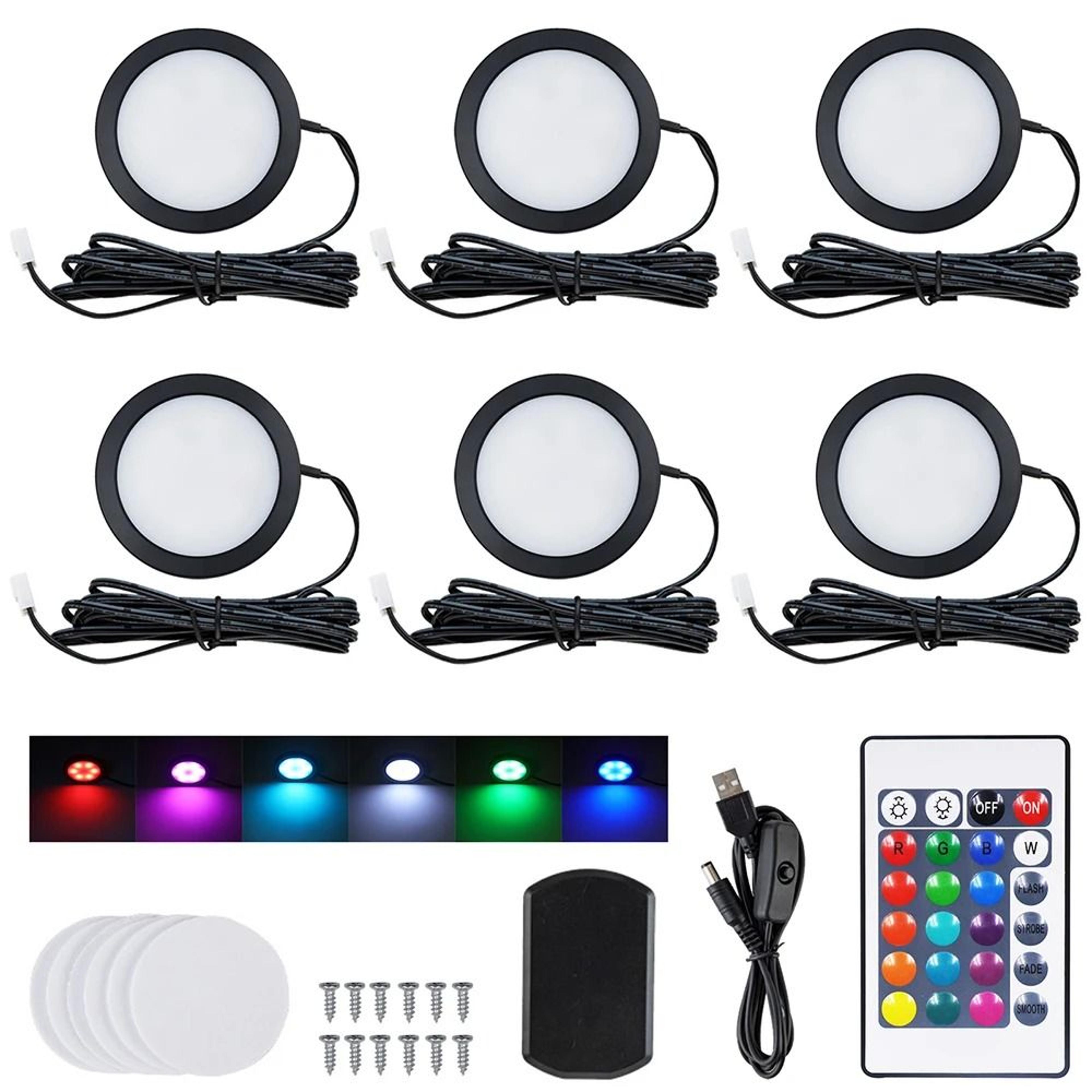 black rgb led under cabinet spotlight kit 24-key remote 5v usb accent light