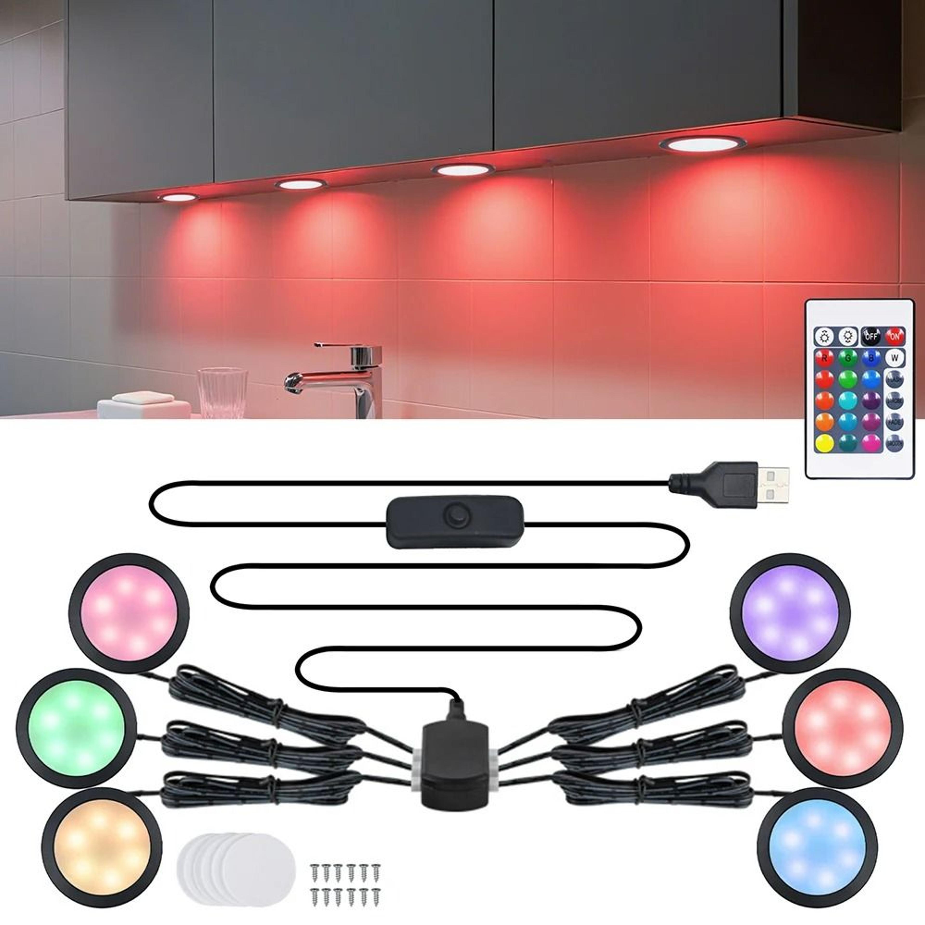 rgb led under cabinet spotlight kit 24-key remote 5v usb accent light