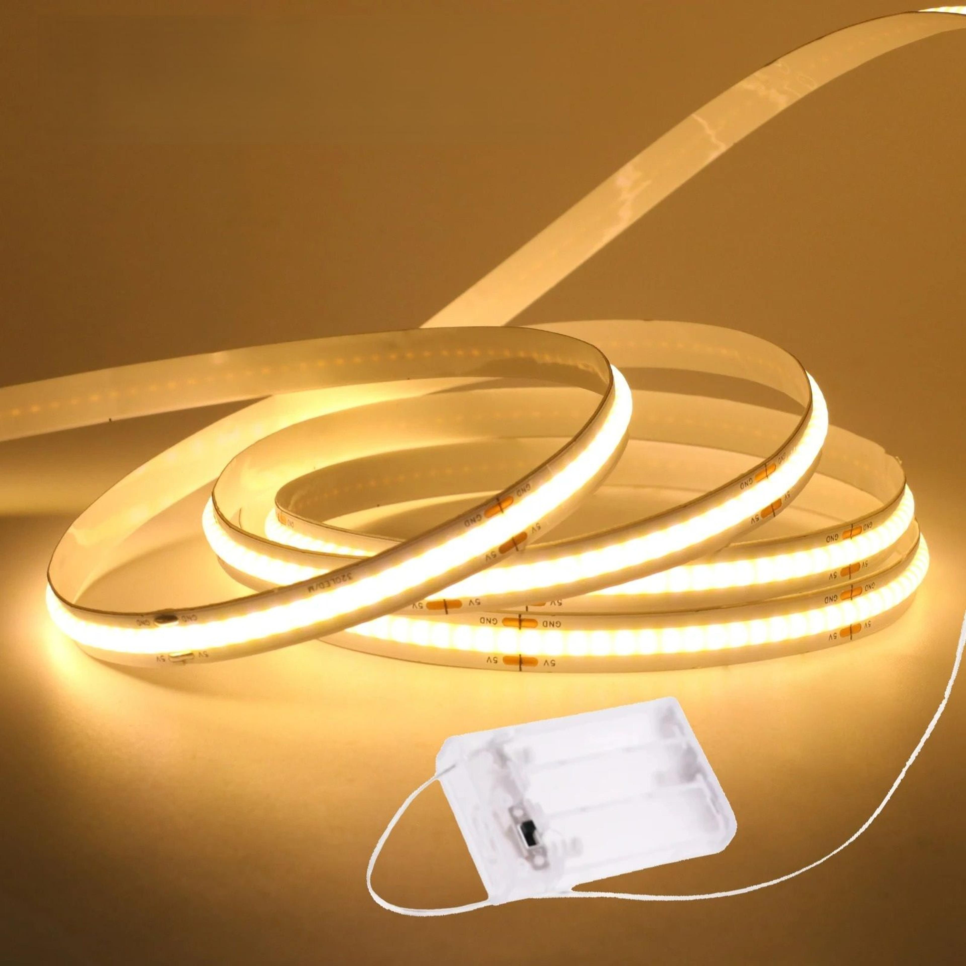battery-powered 3aa box cob led strip light flexible ribbon backlight
