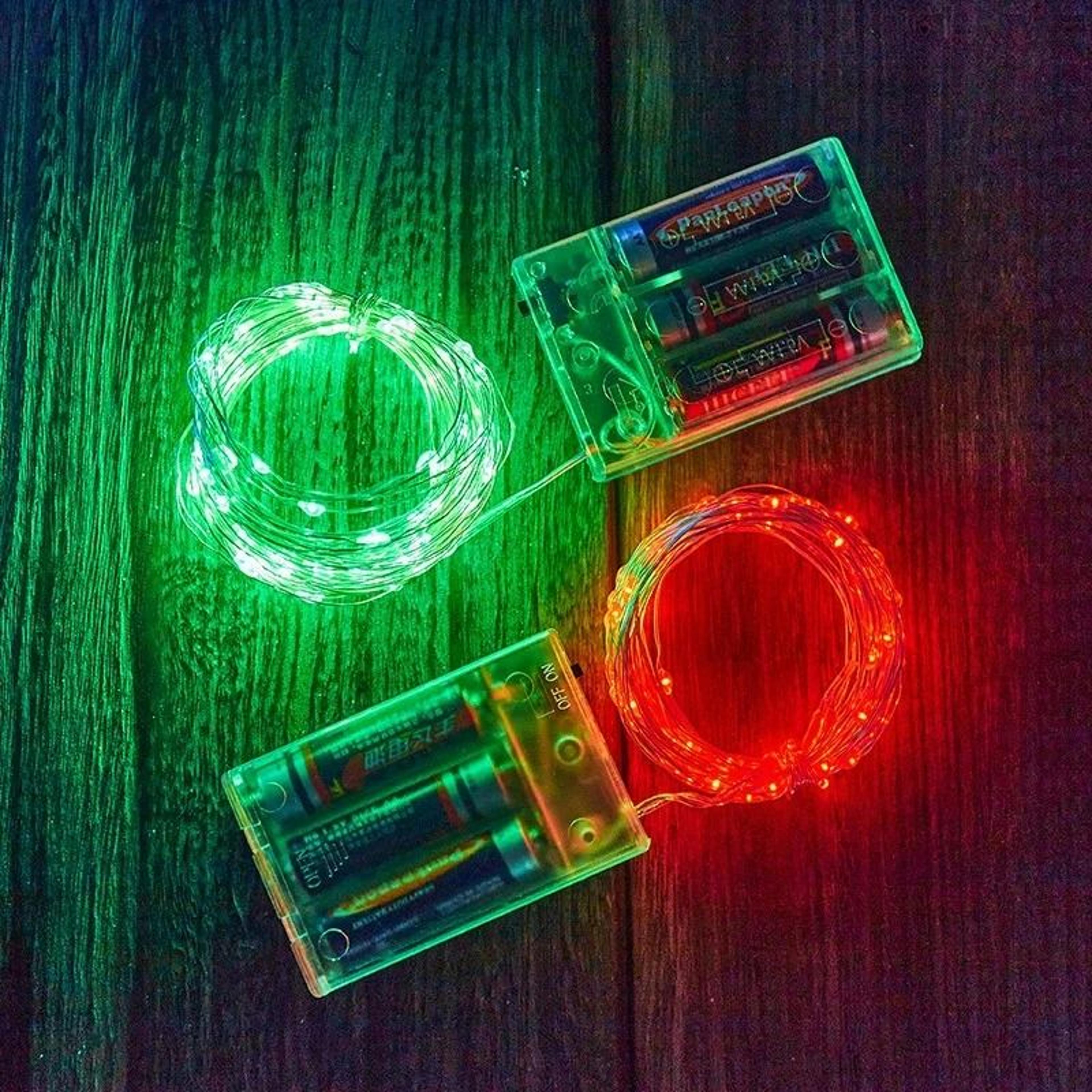 battery-powered silver wire fairy led light string garland