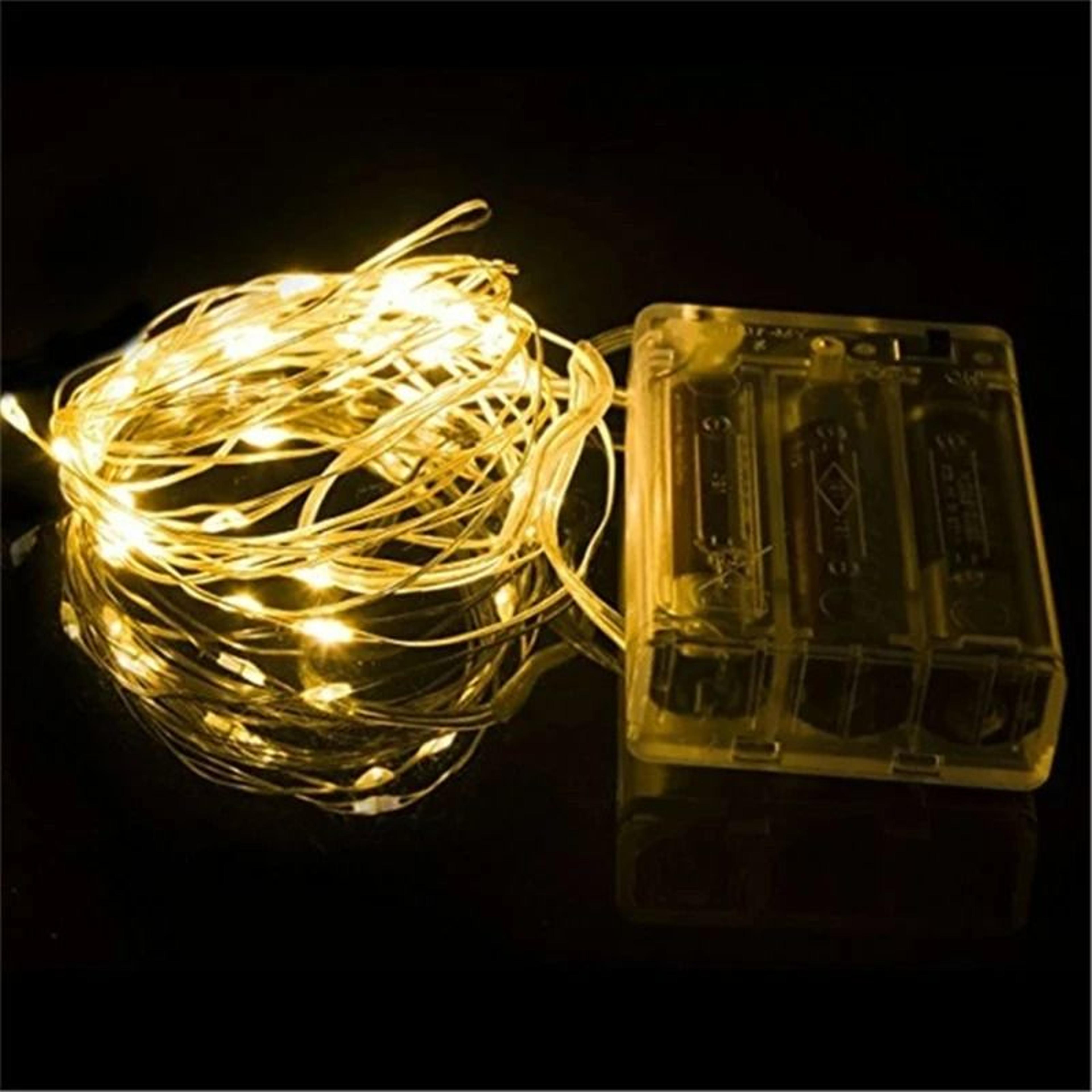 battery powered silver wire fairy led light string garland
