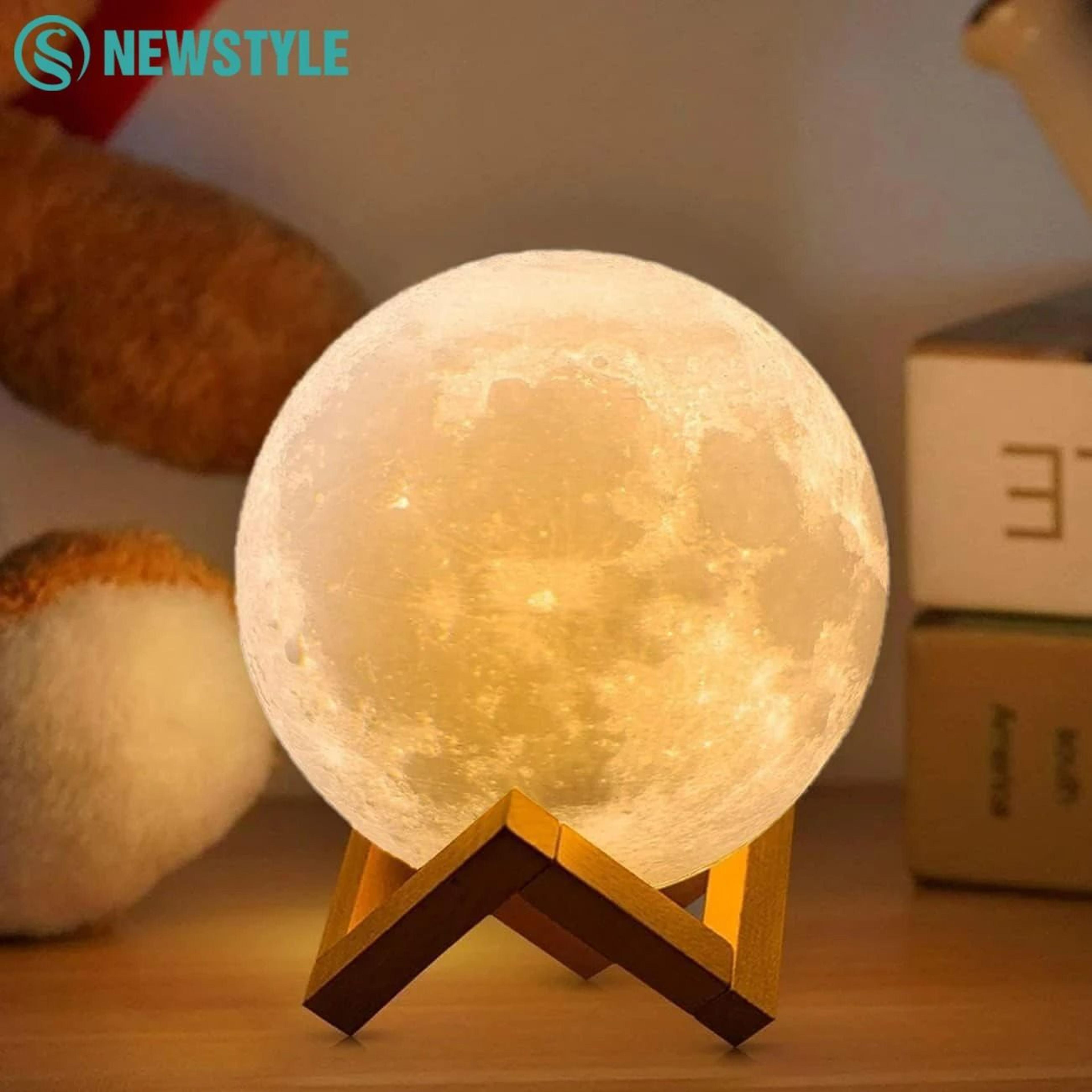 16-color 3d printed moon led night light with remote & touch control