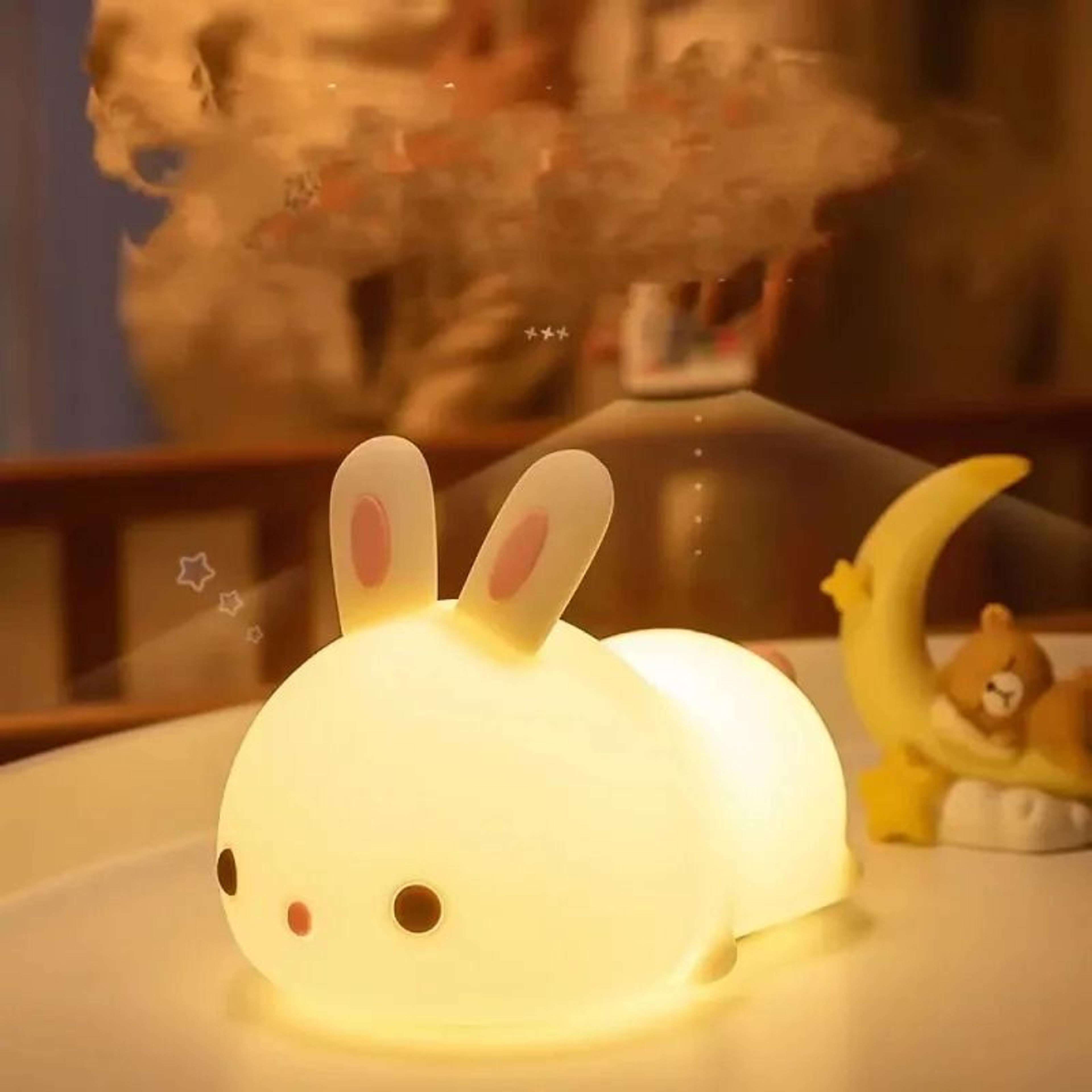 rechargeable soft silicone bunny led touch night light