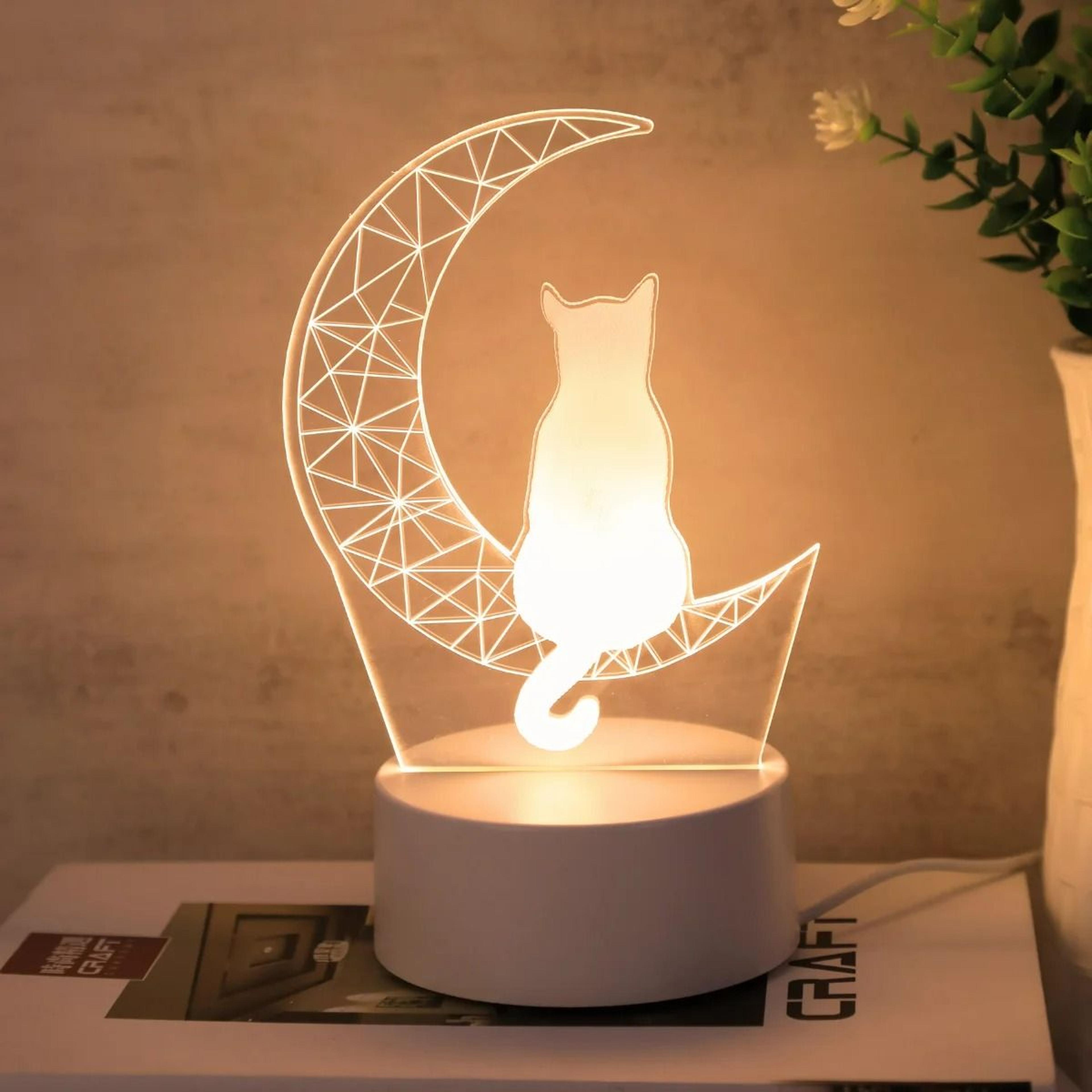 moon cat 3d optical illusion led night light