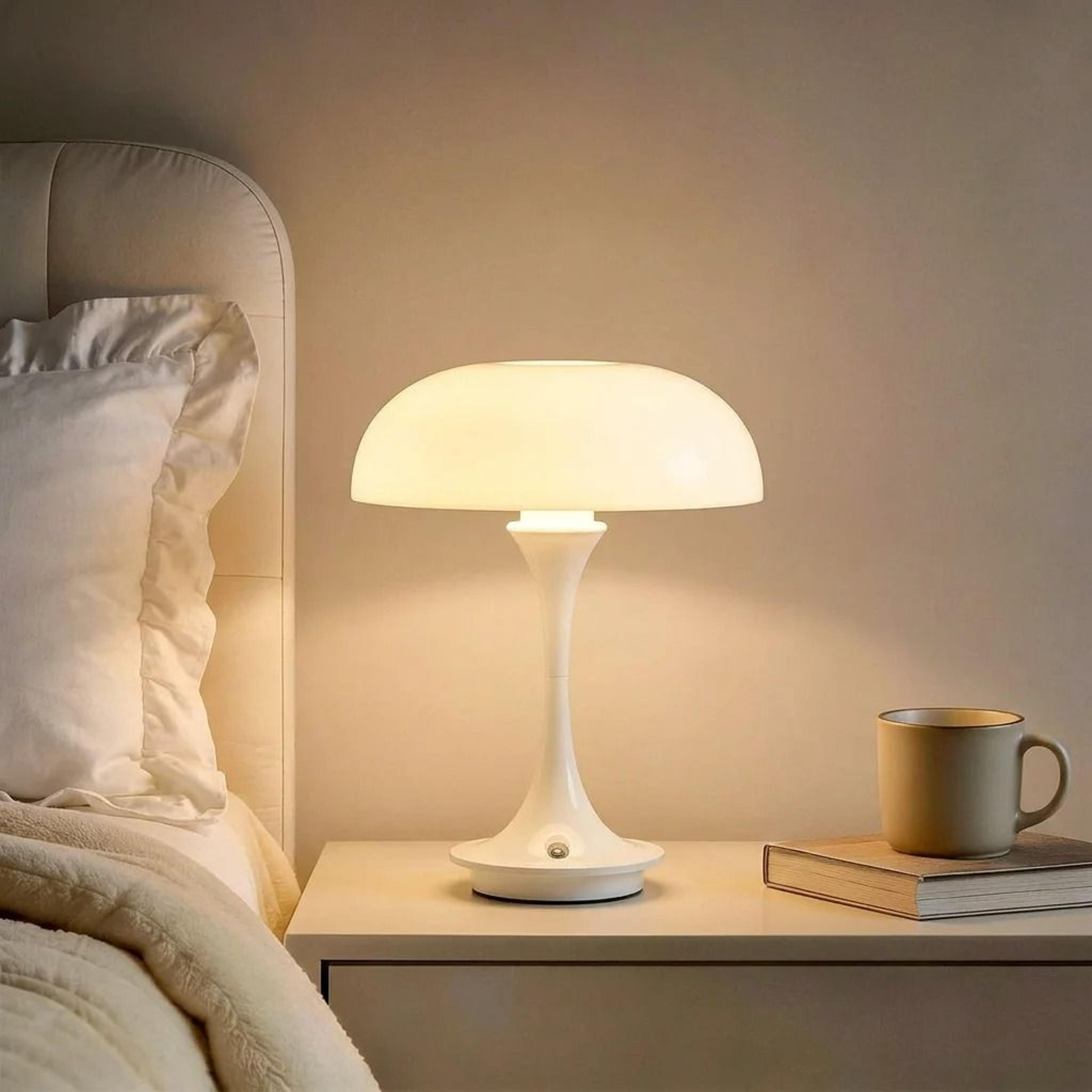 modern orange mushroom touch-dimmable led table lamp
