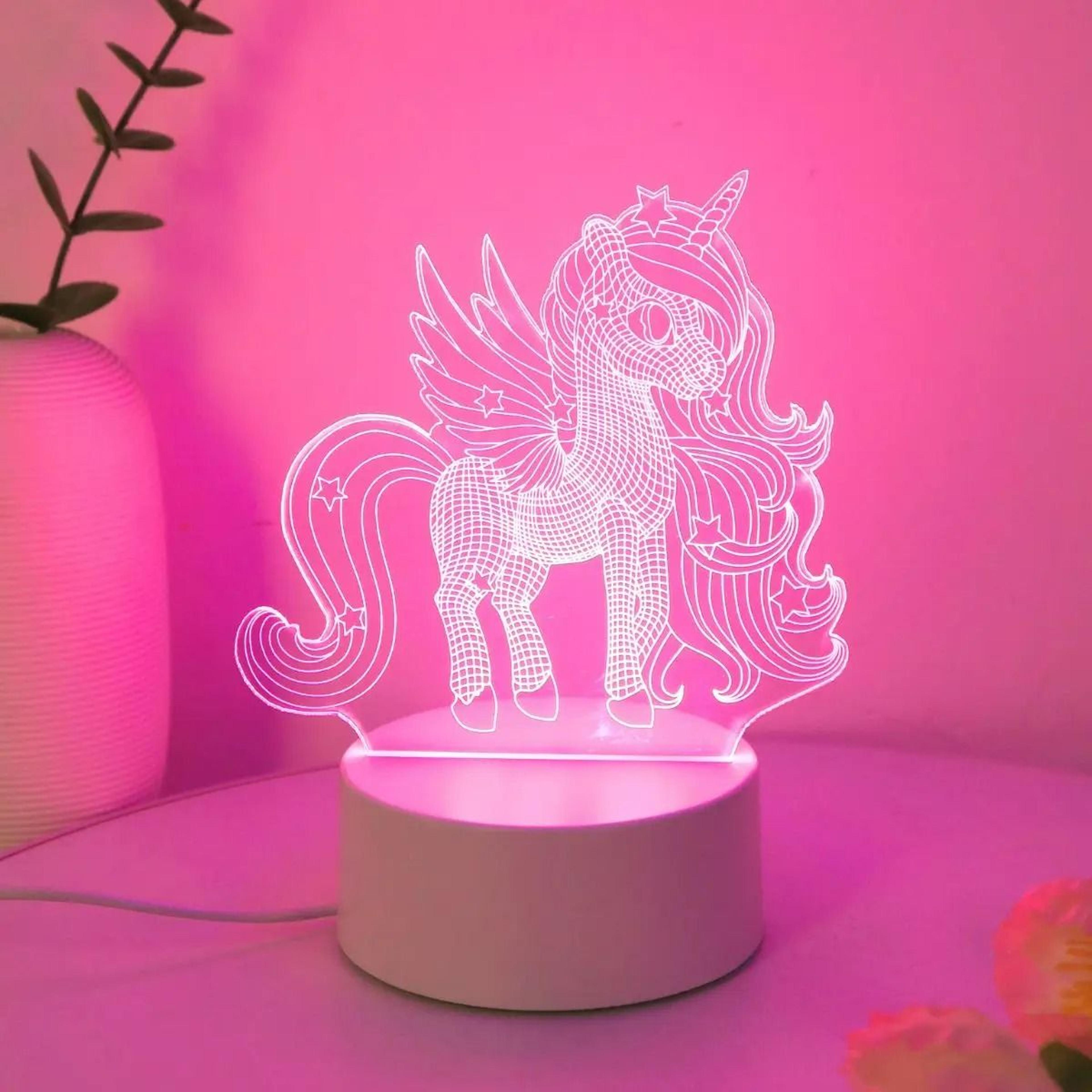 dreamy 3d unicorn pink led night light