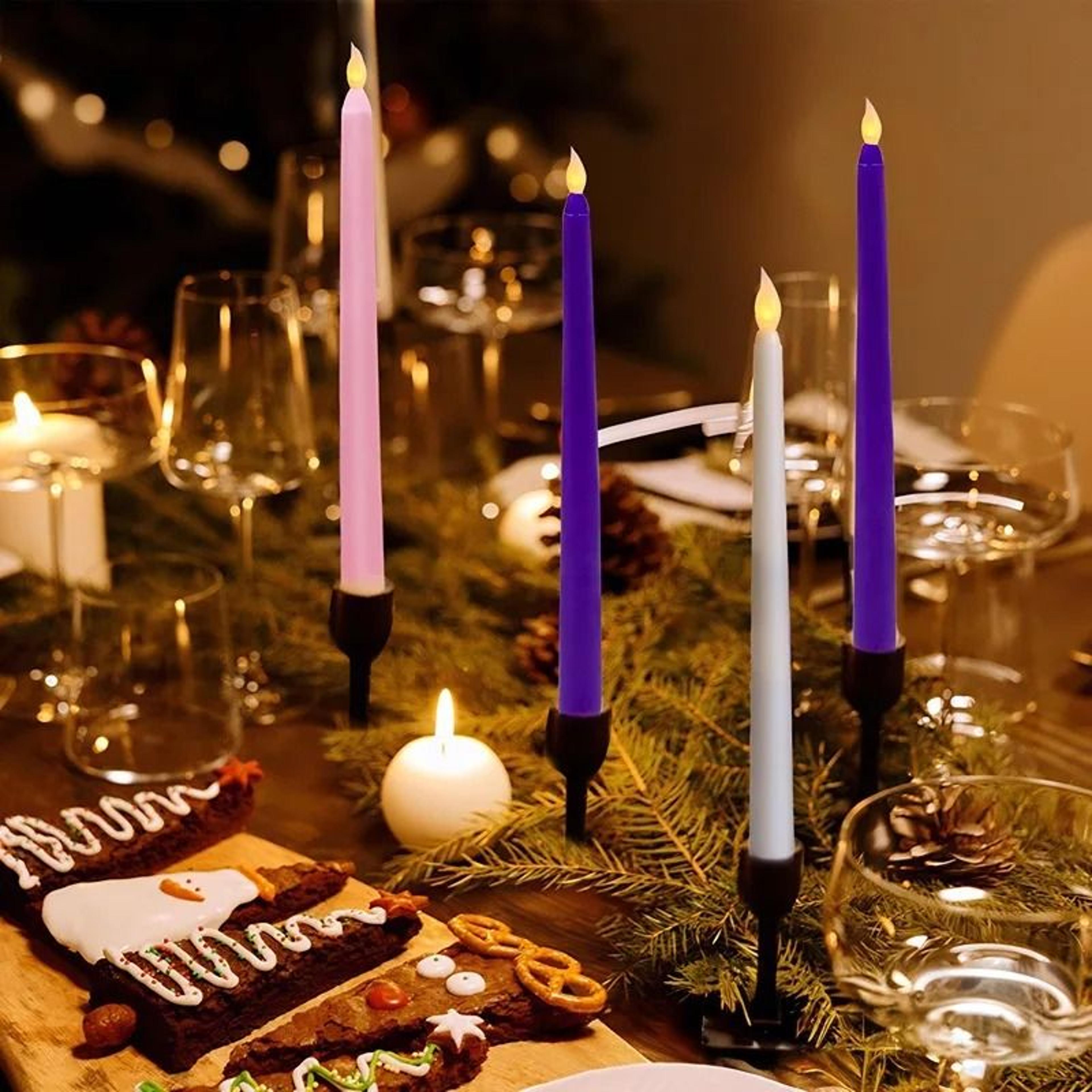 10-pack flameless led taper candle set