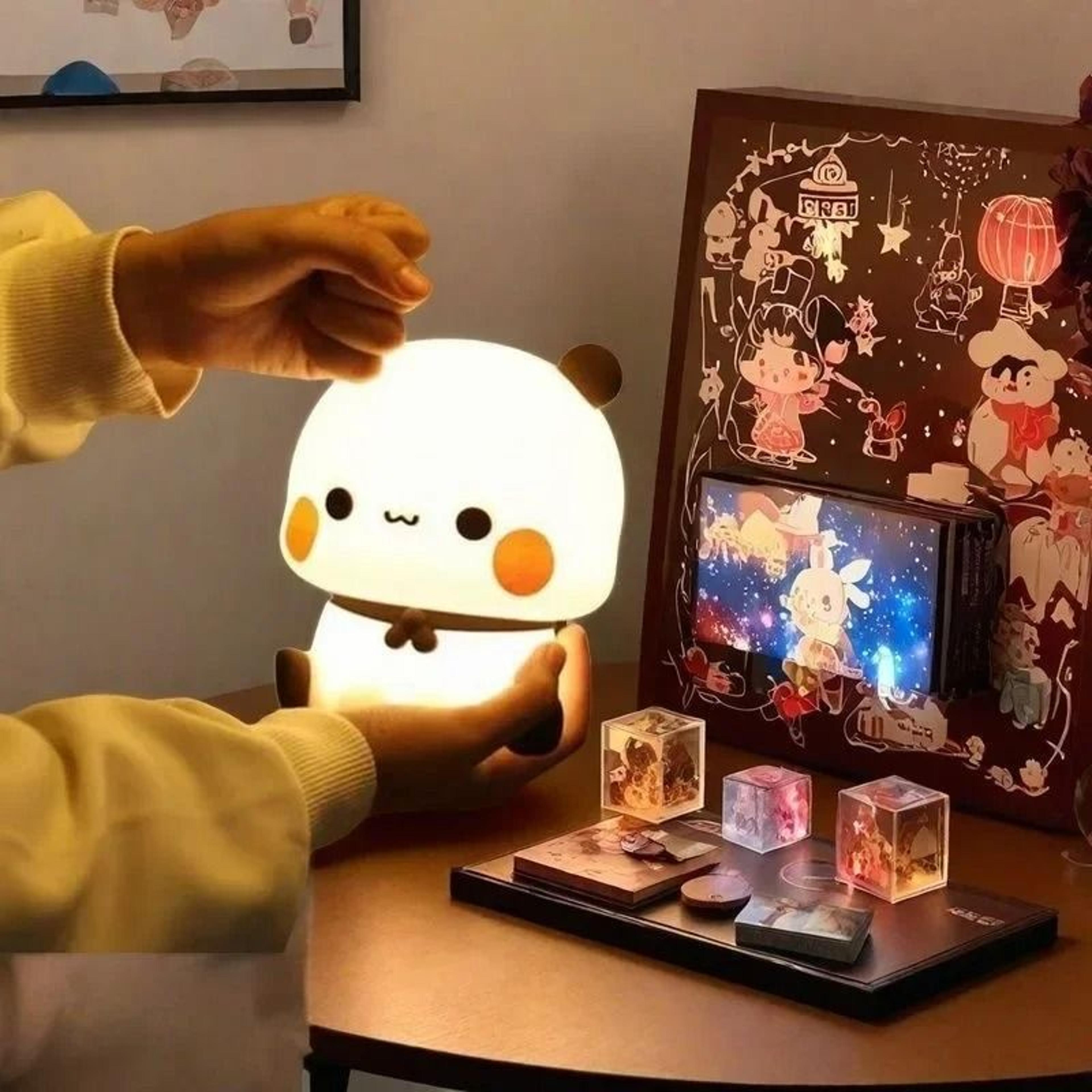 kawaii panda pat silicone led night light