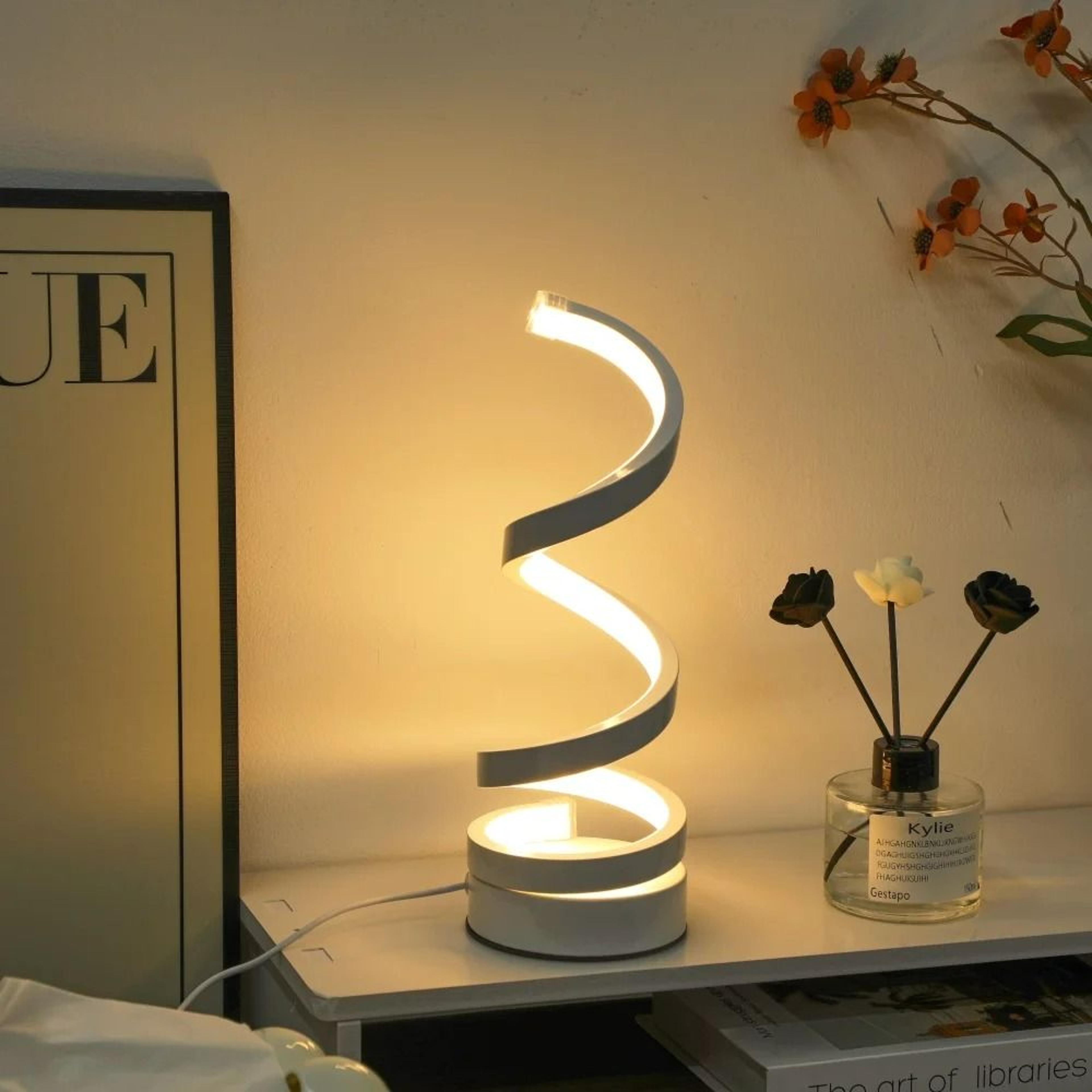 modern elegant white spiral led desk lamp