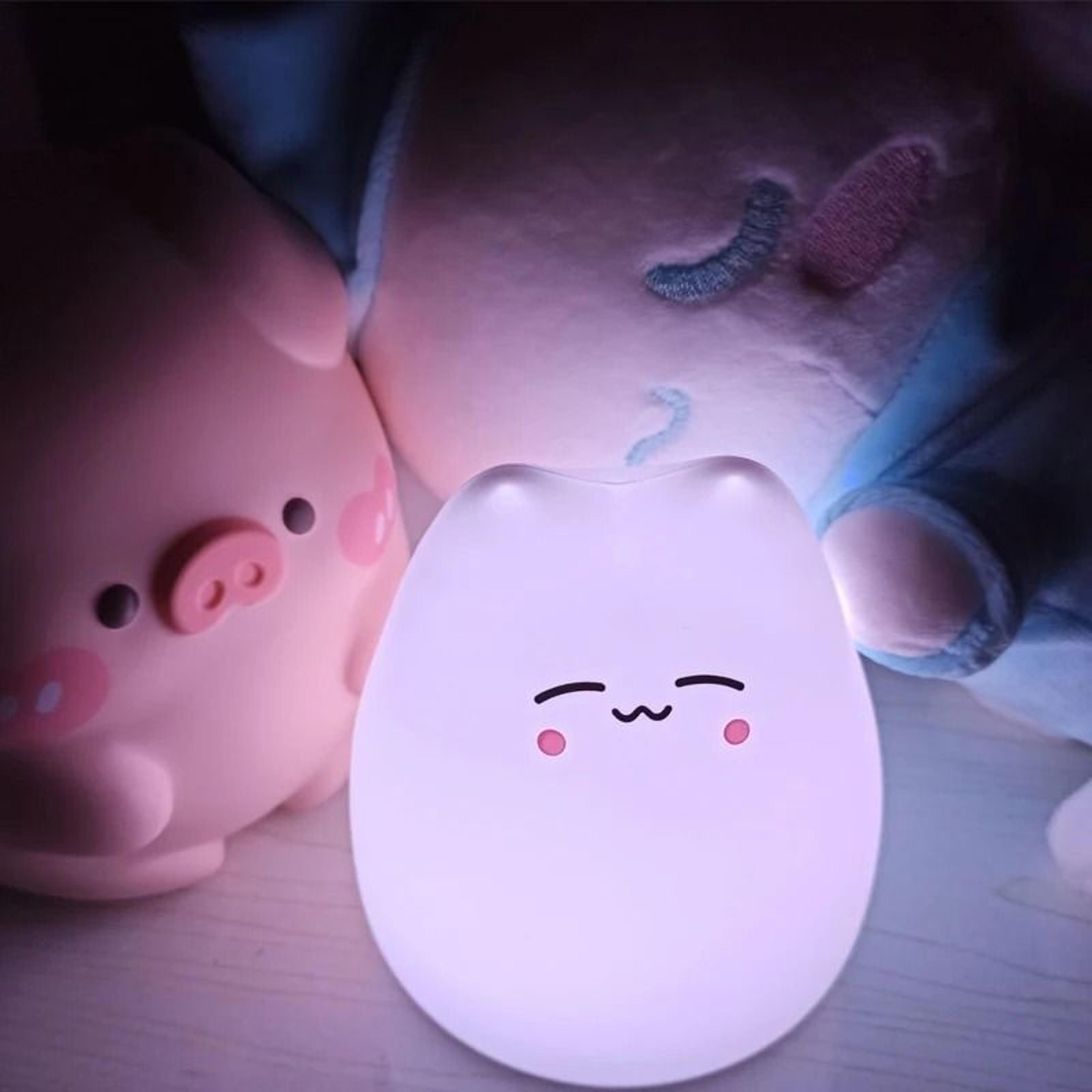 kawaii mini cat silicone led night light