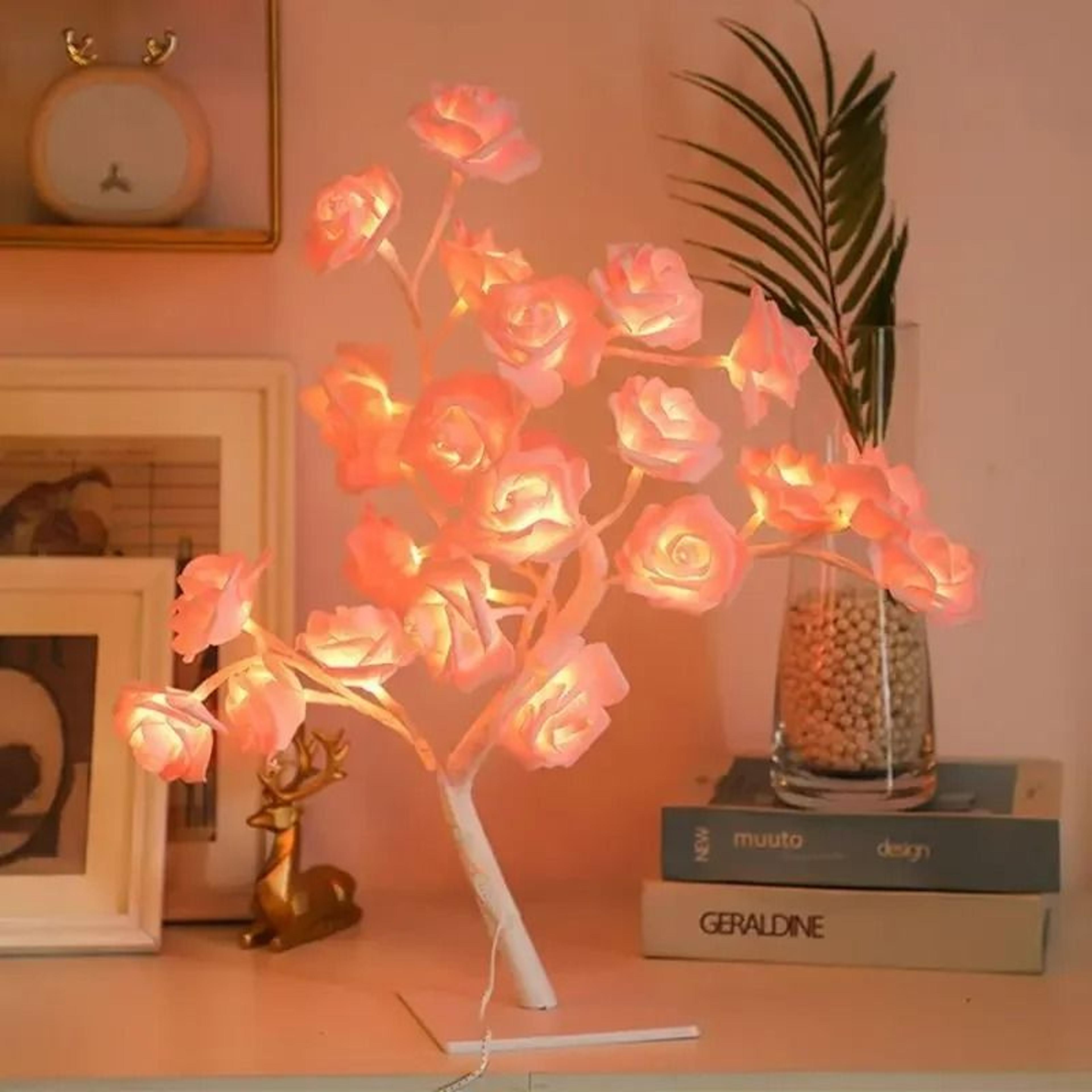 24 led rose flower tree tabletop desk lamp