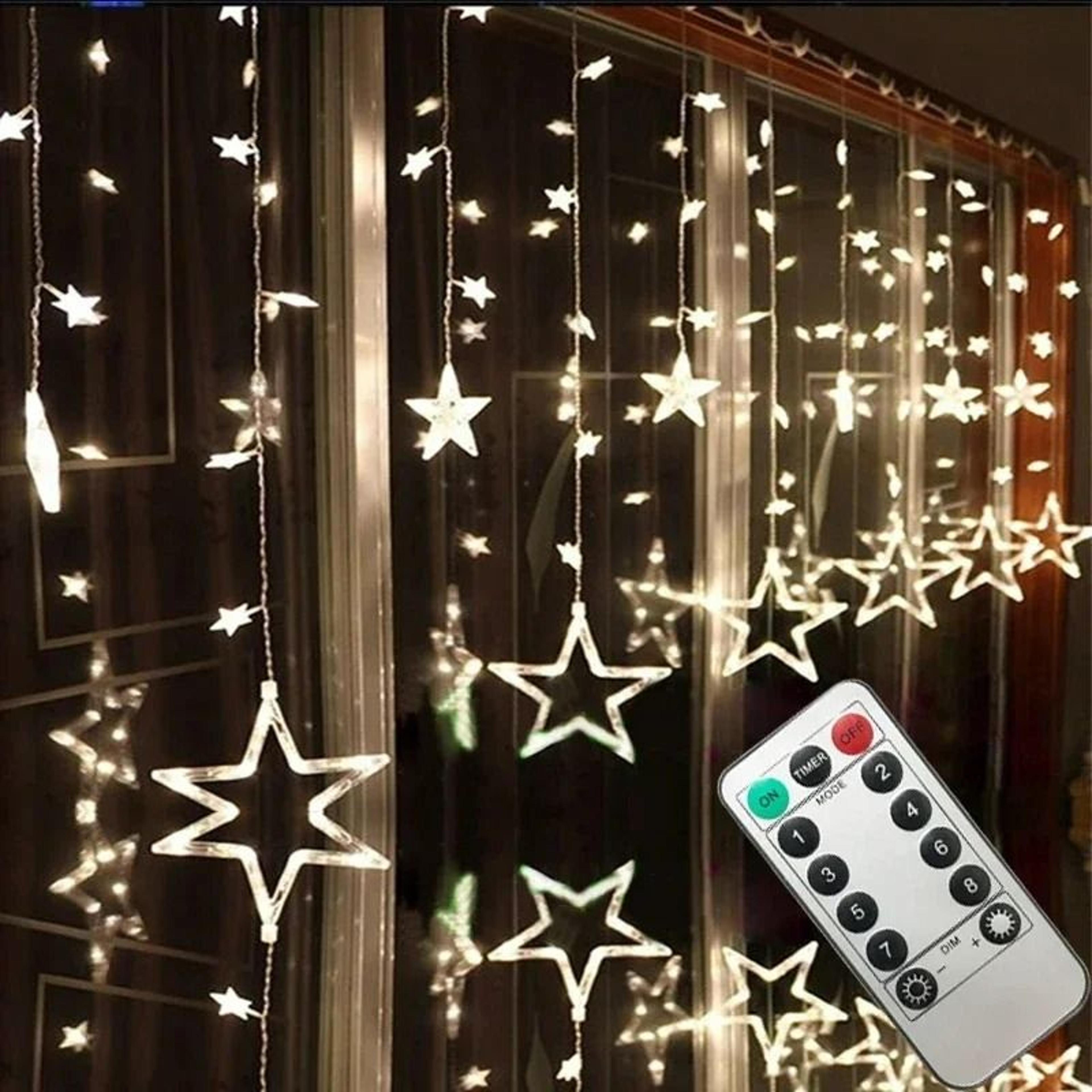 led pentagram curtain lights remote control star string lights