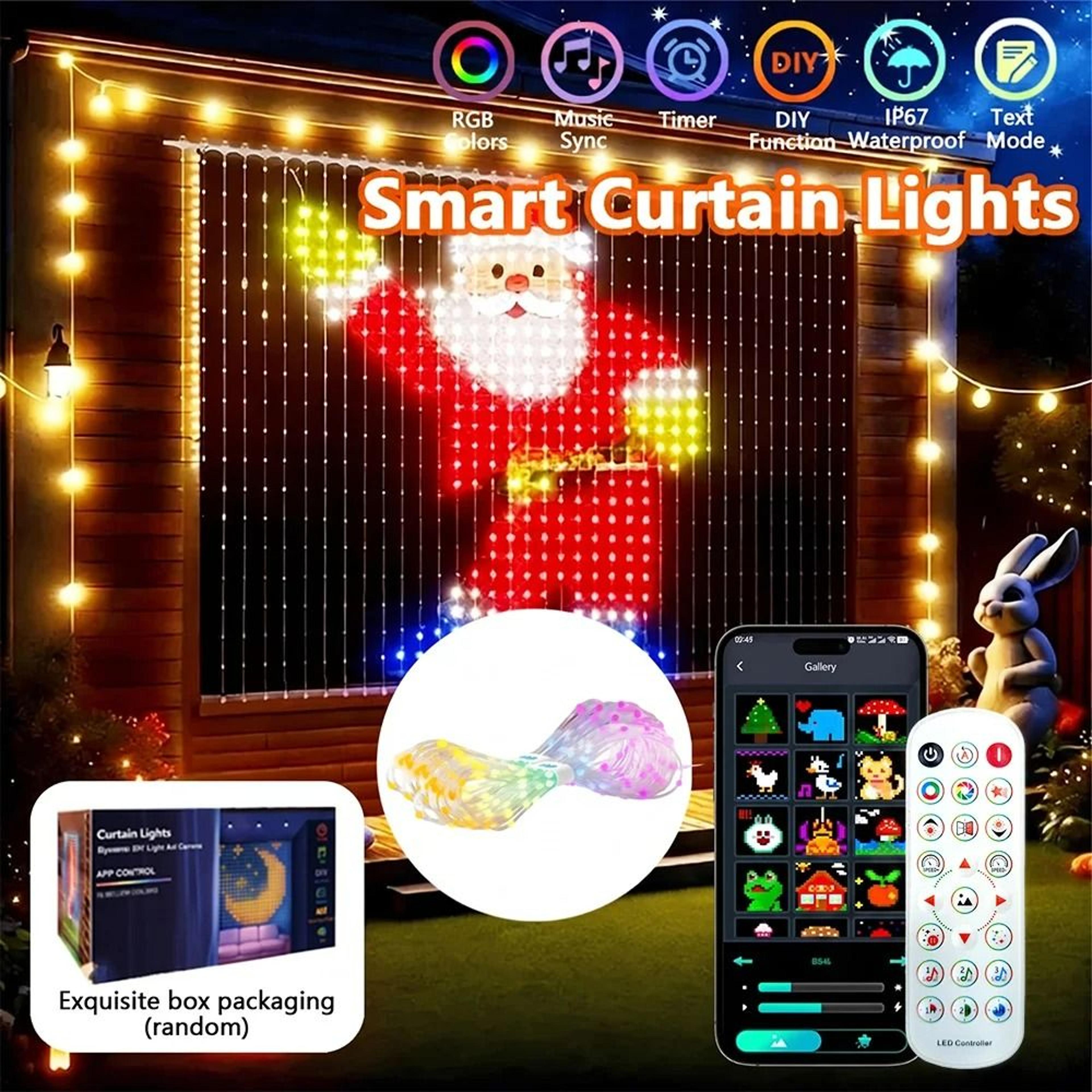 smart diy led curtain lights app remote control string lights