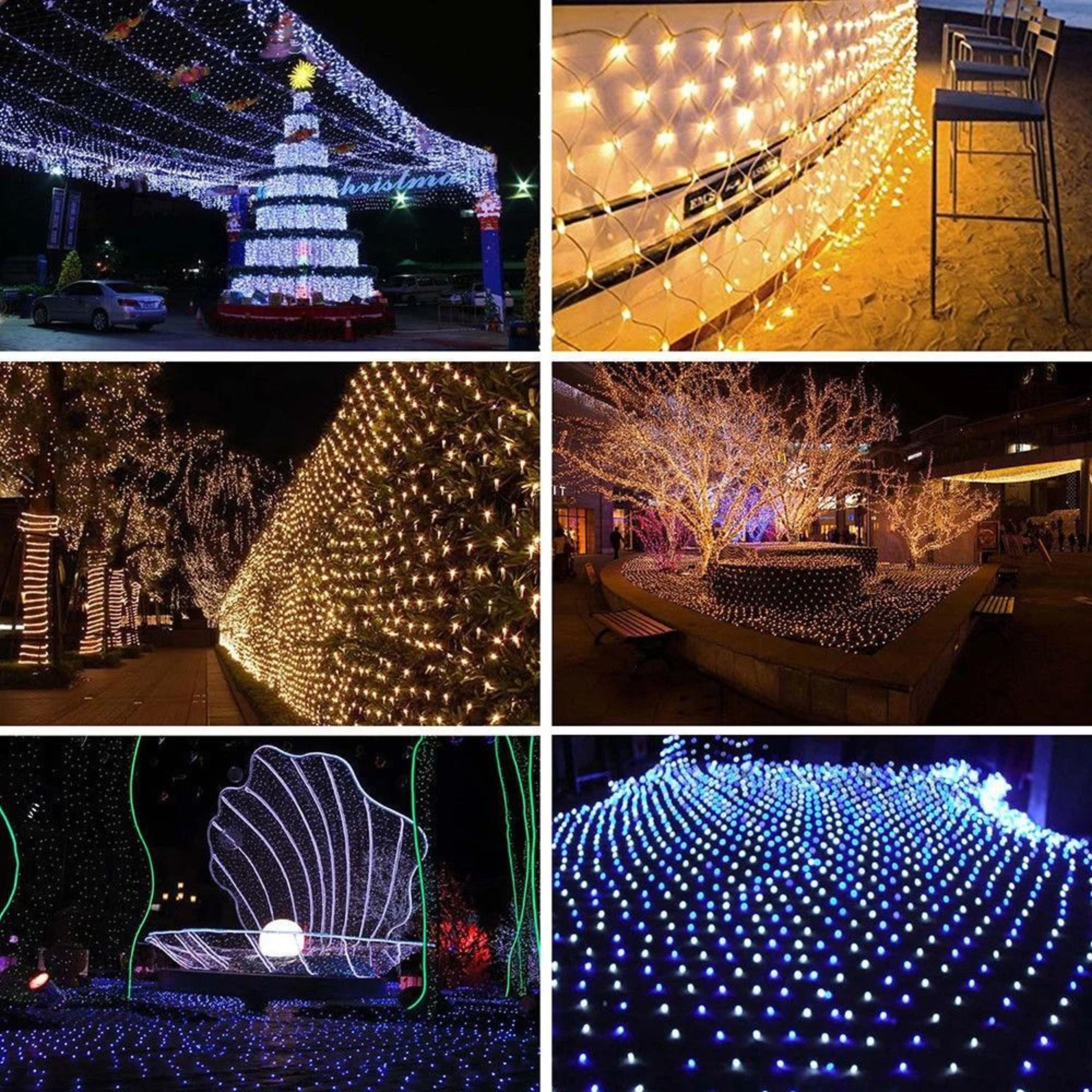 outdoor led net mesh fairy string lights plug-in eaves garden lights