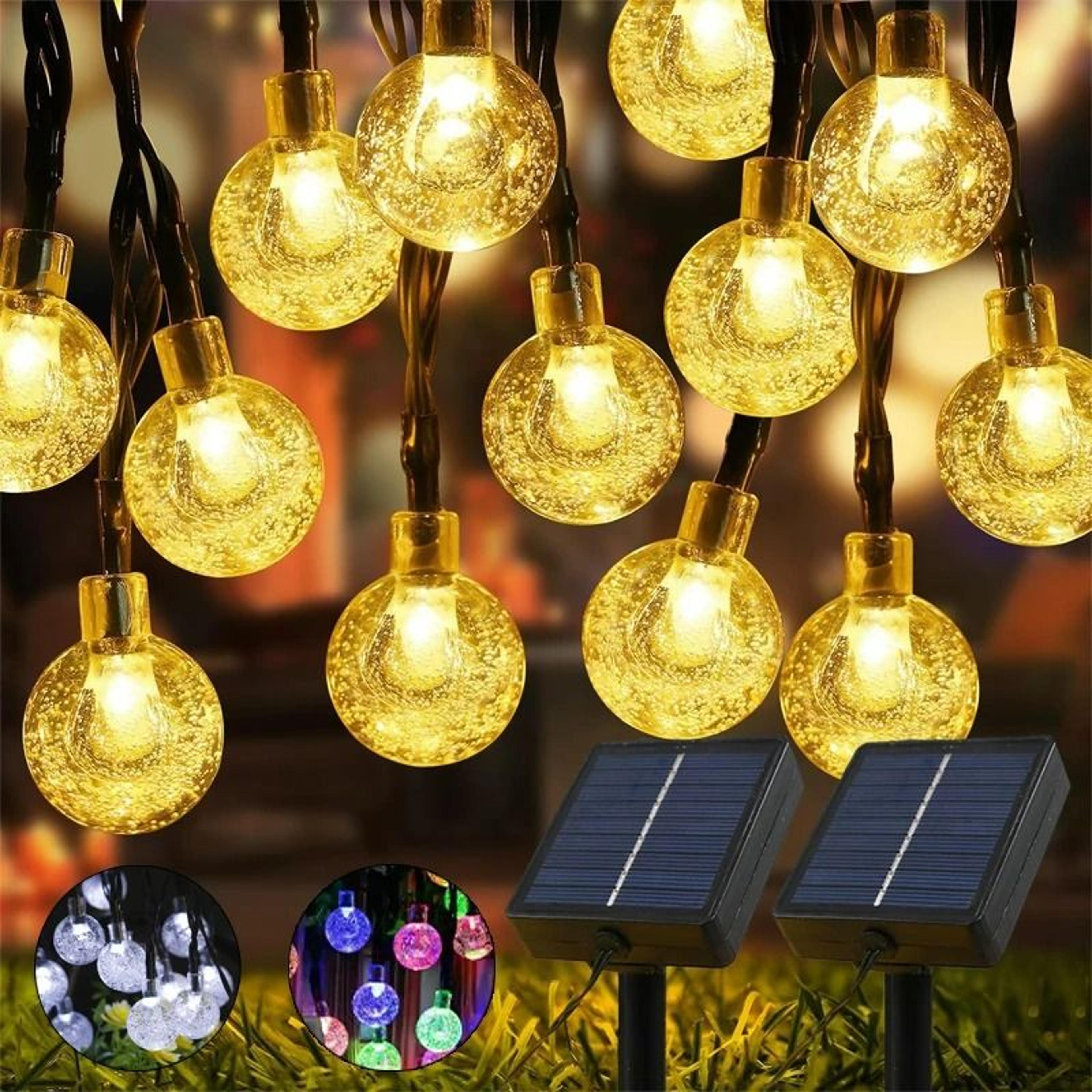outdoor solar crystal bubble ball led string lights