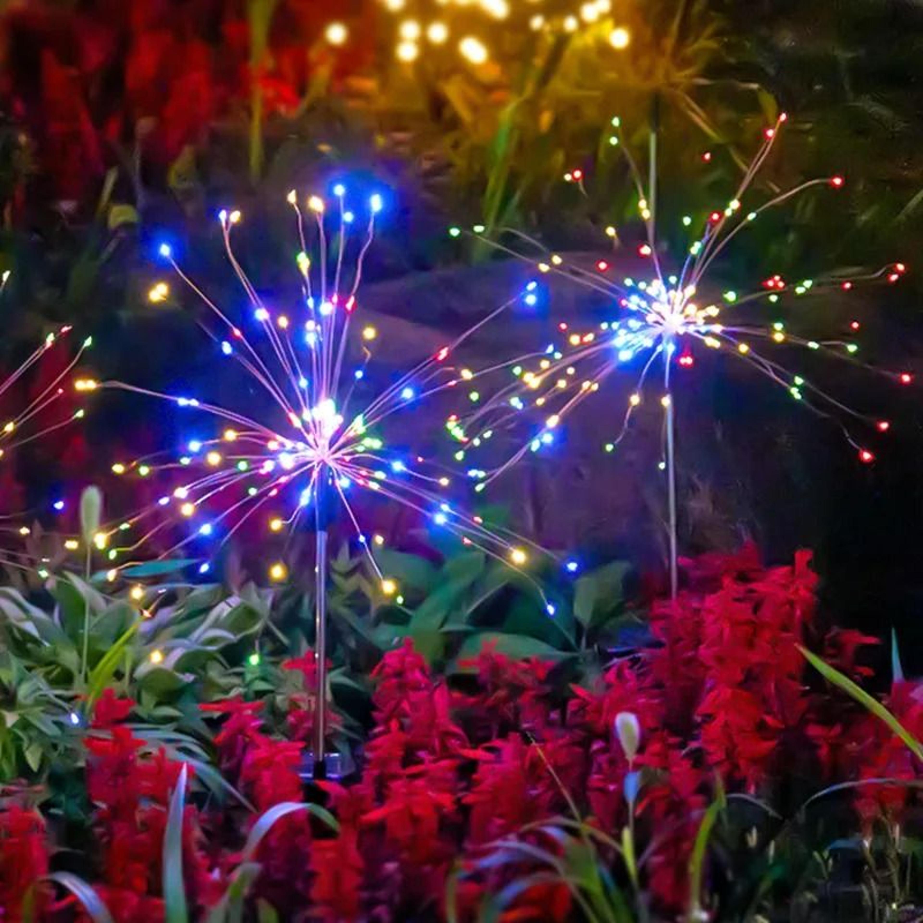 solar outdoor firework dandelion ground plug light