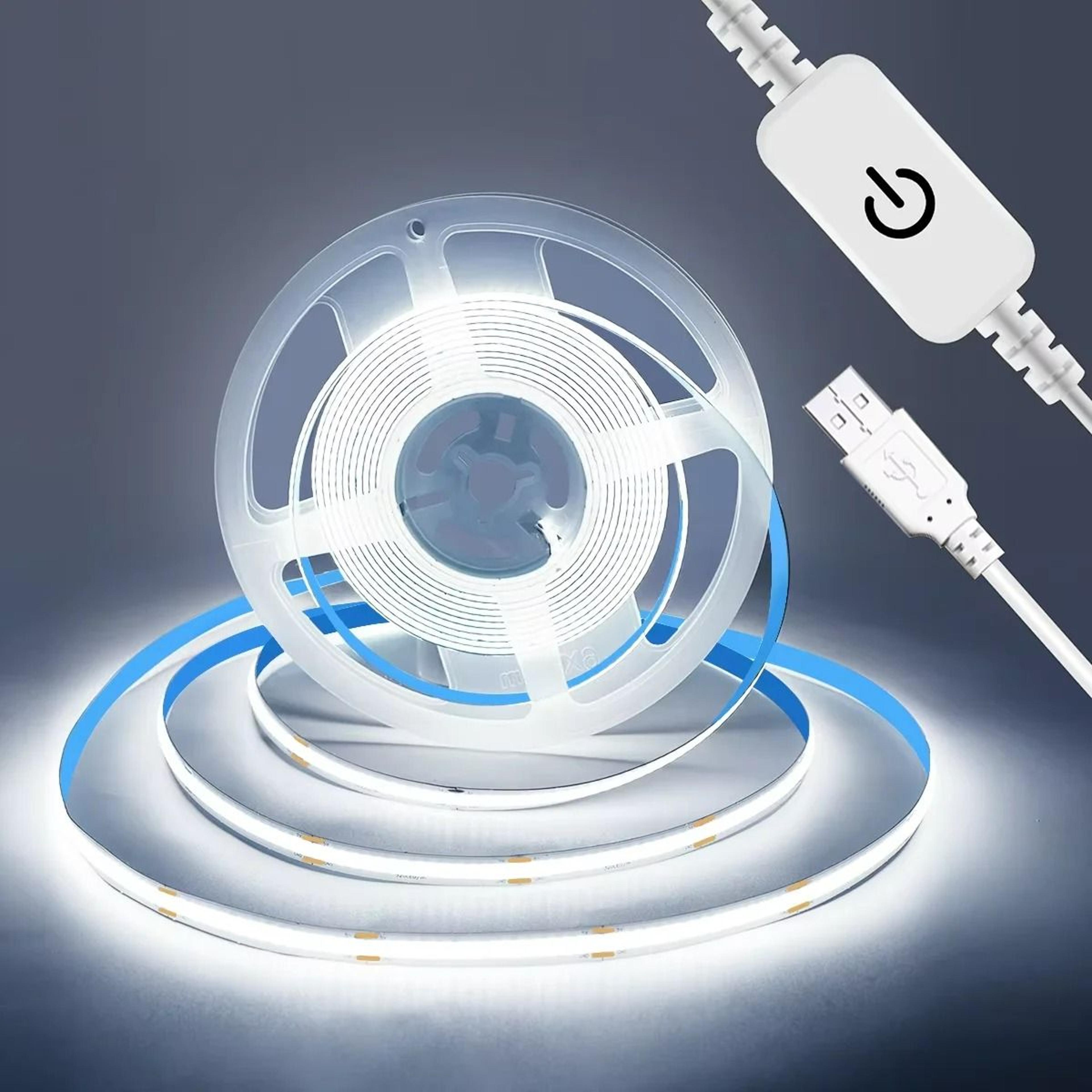 5v usb cob led strip light with touch dimmer