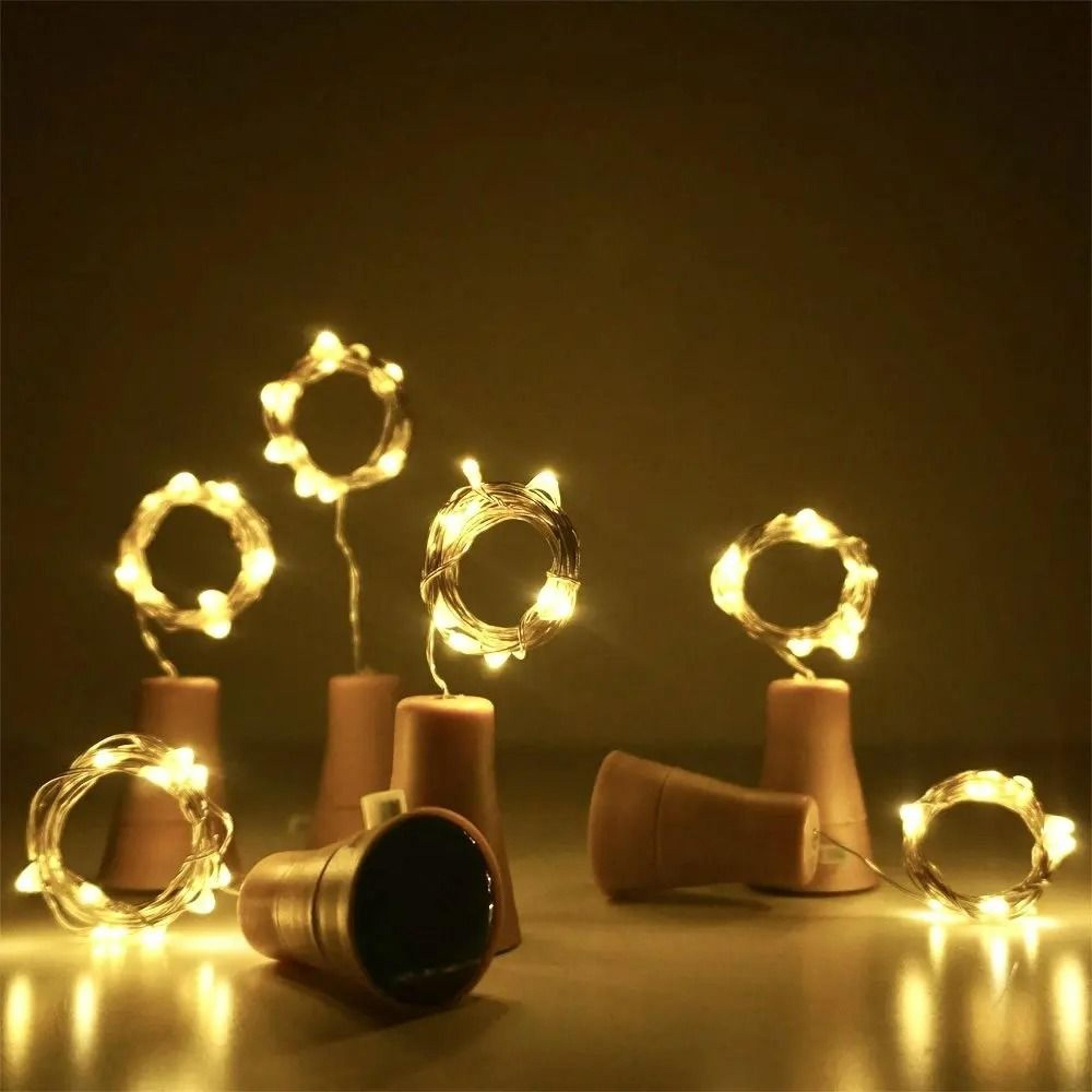 solar-powered wine bottle cork led string lights (10-pack)