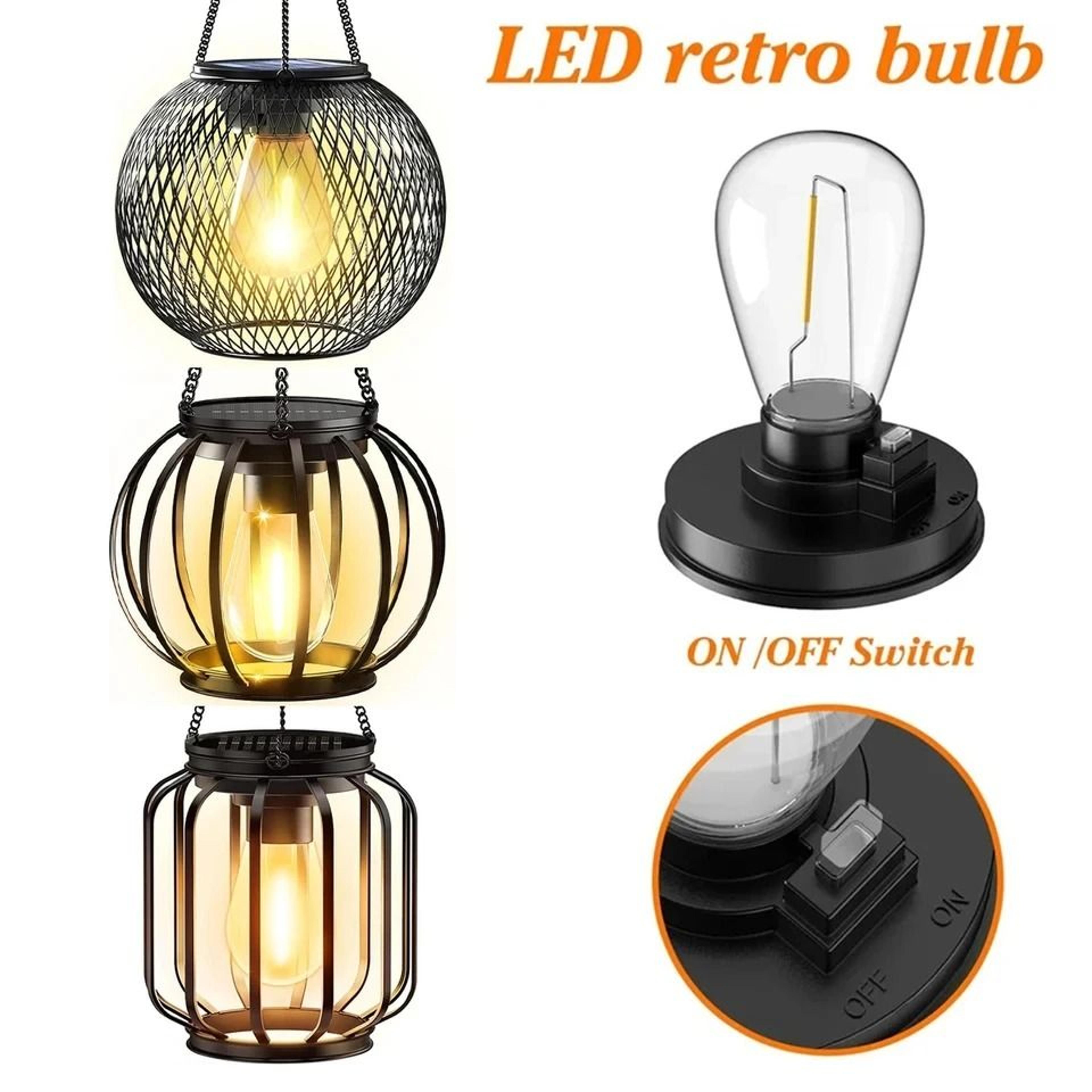 hanging solar decorative lantern with warm white led & hollow pattern