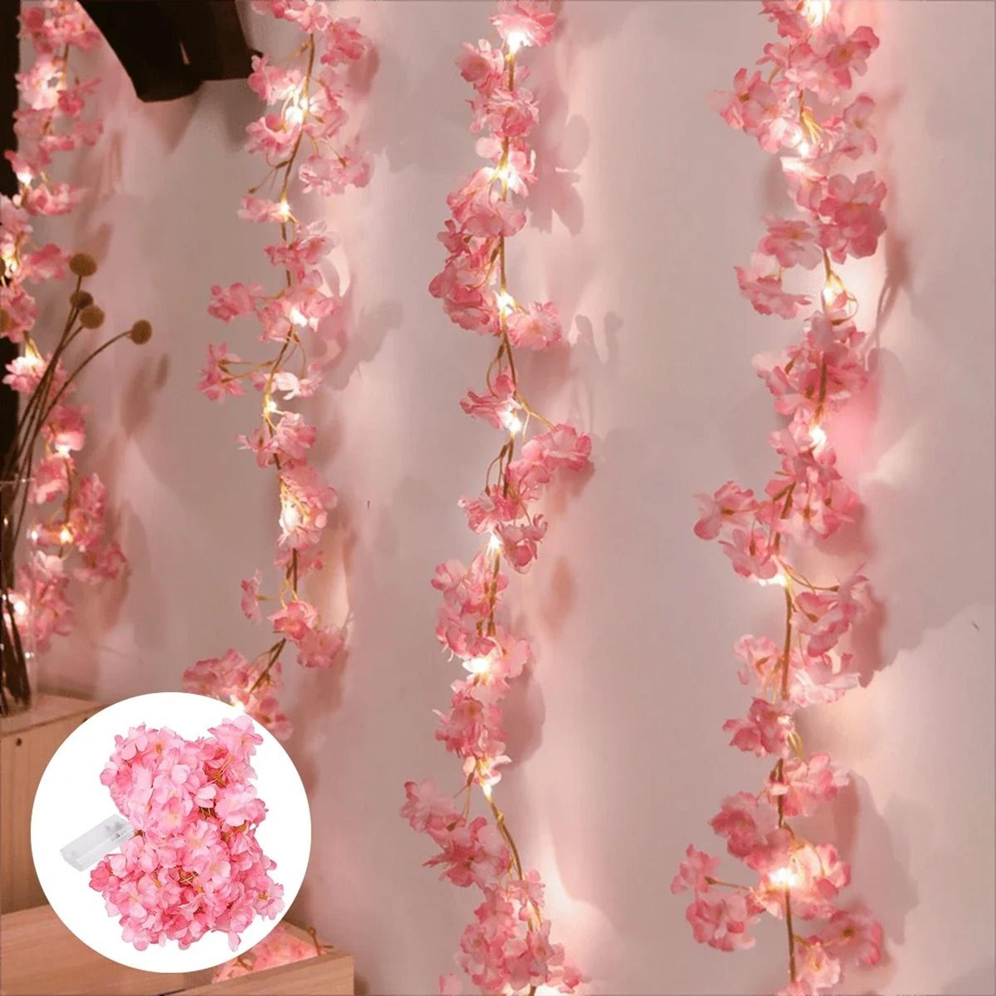 artificial cherry blossom flower vine led garland string lights