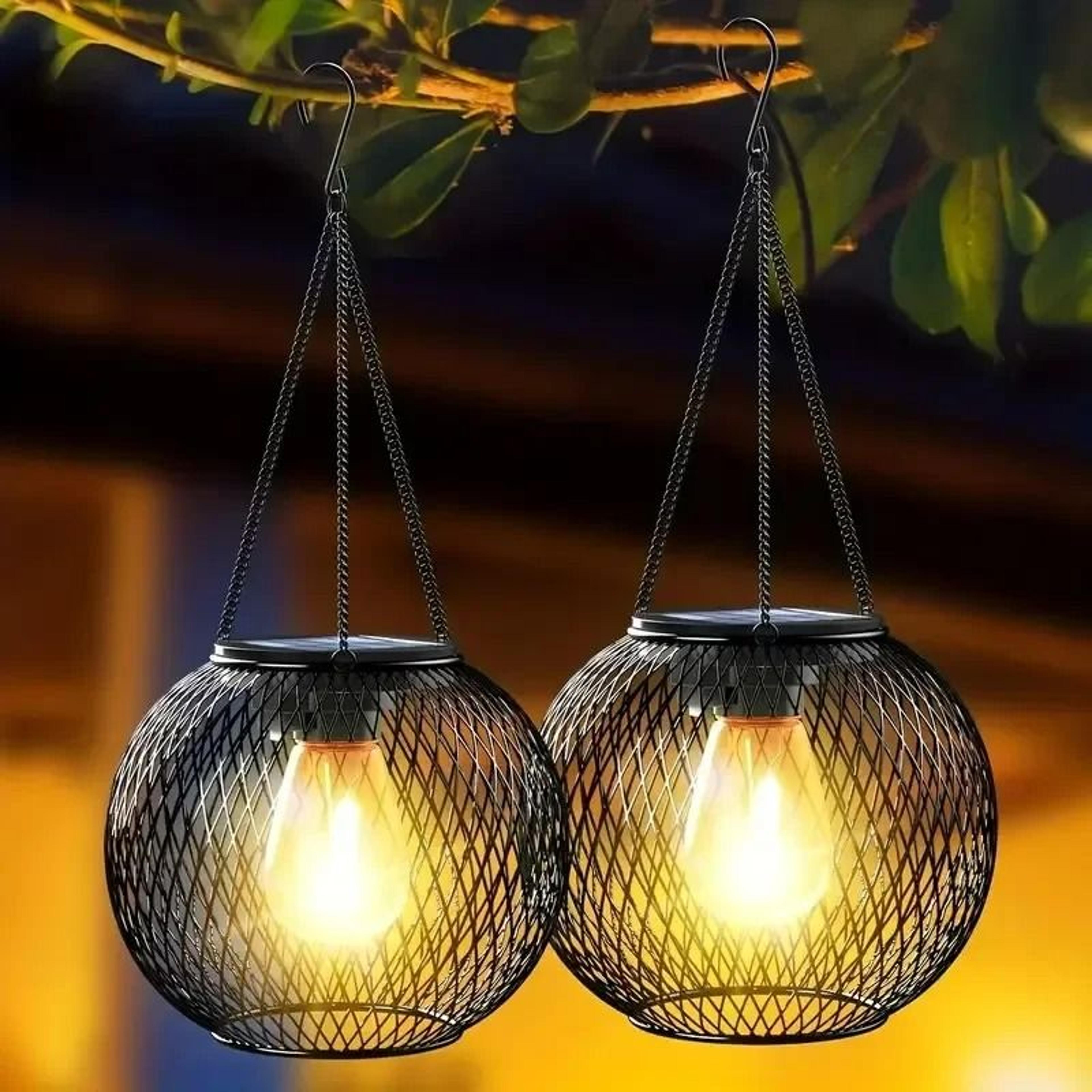 outdoor decorative hanging solar camping lantern