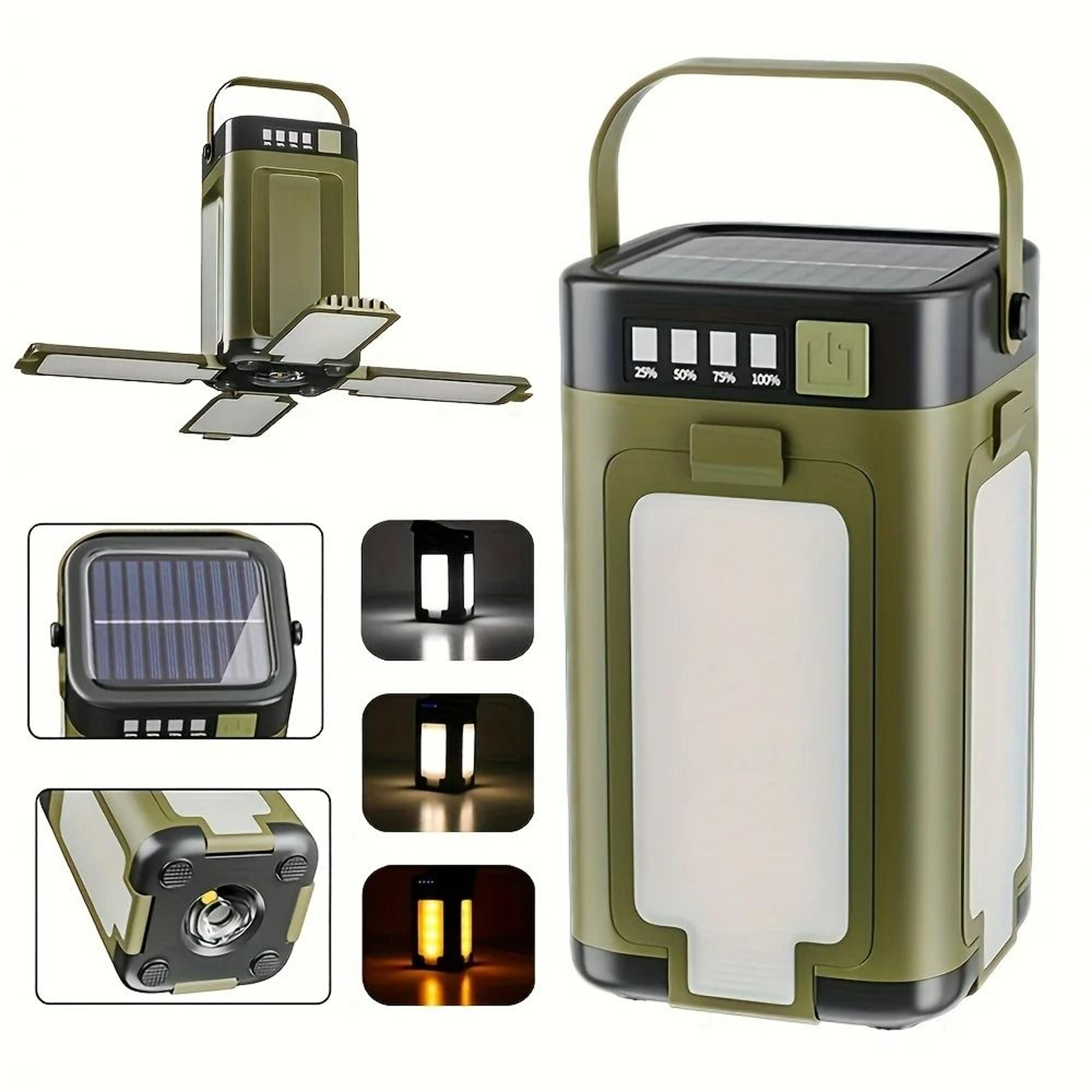 solar camping light & 2000mah usb rechargeable portable lantern