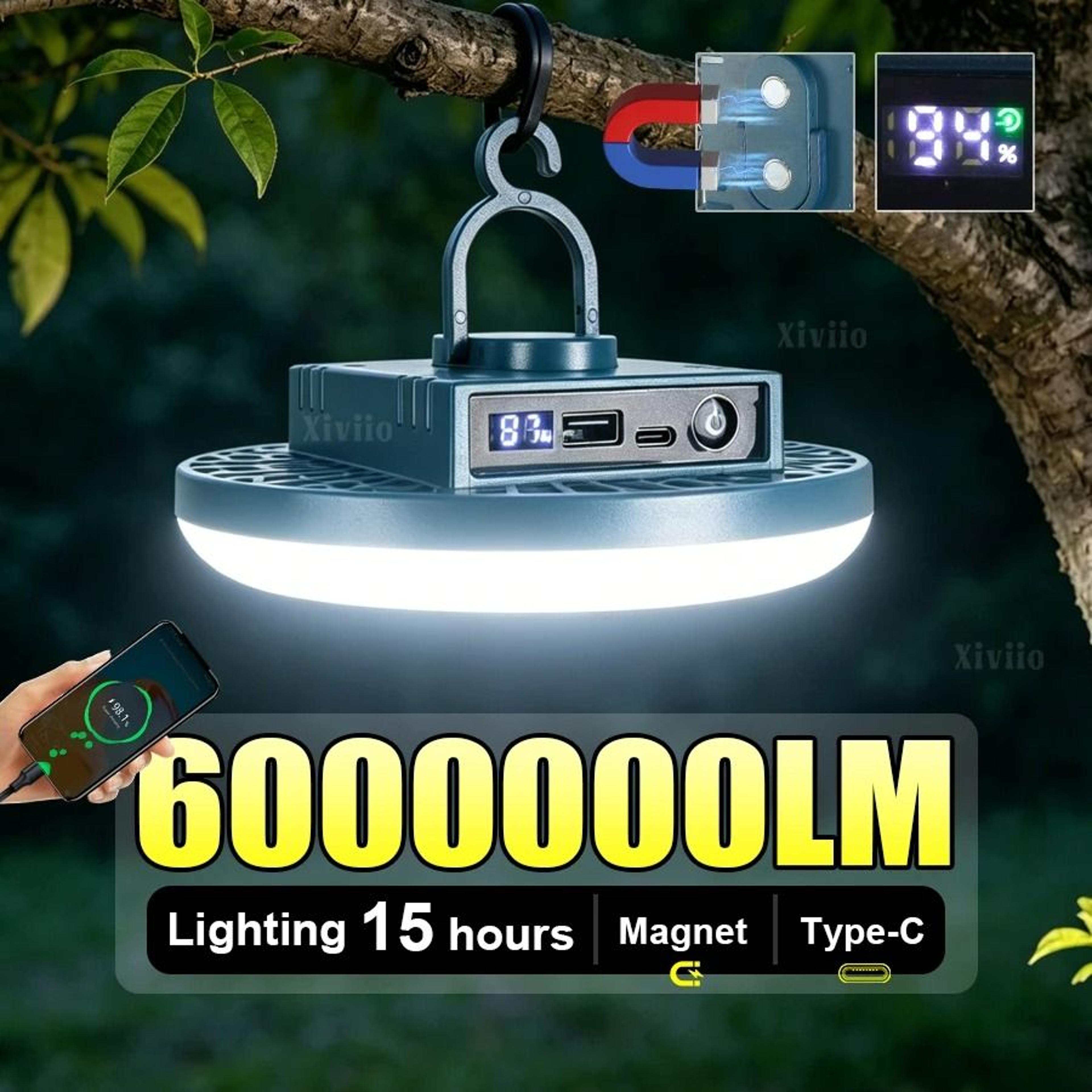 magnetic rechargeable led camping lantern & work light