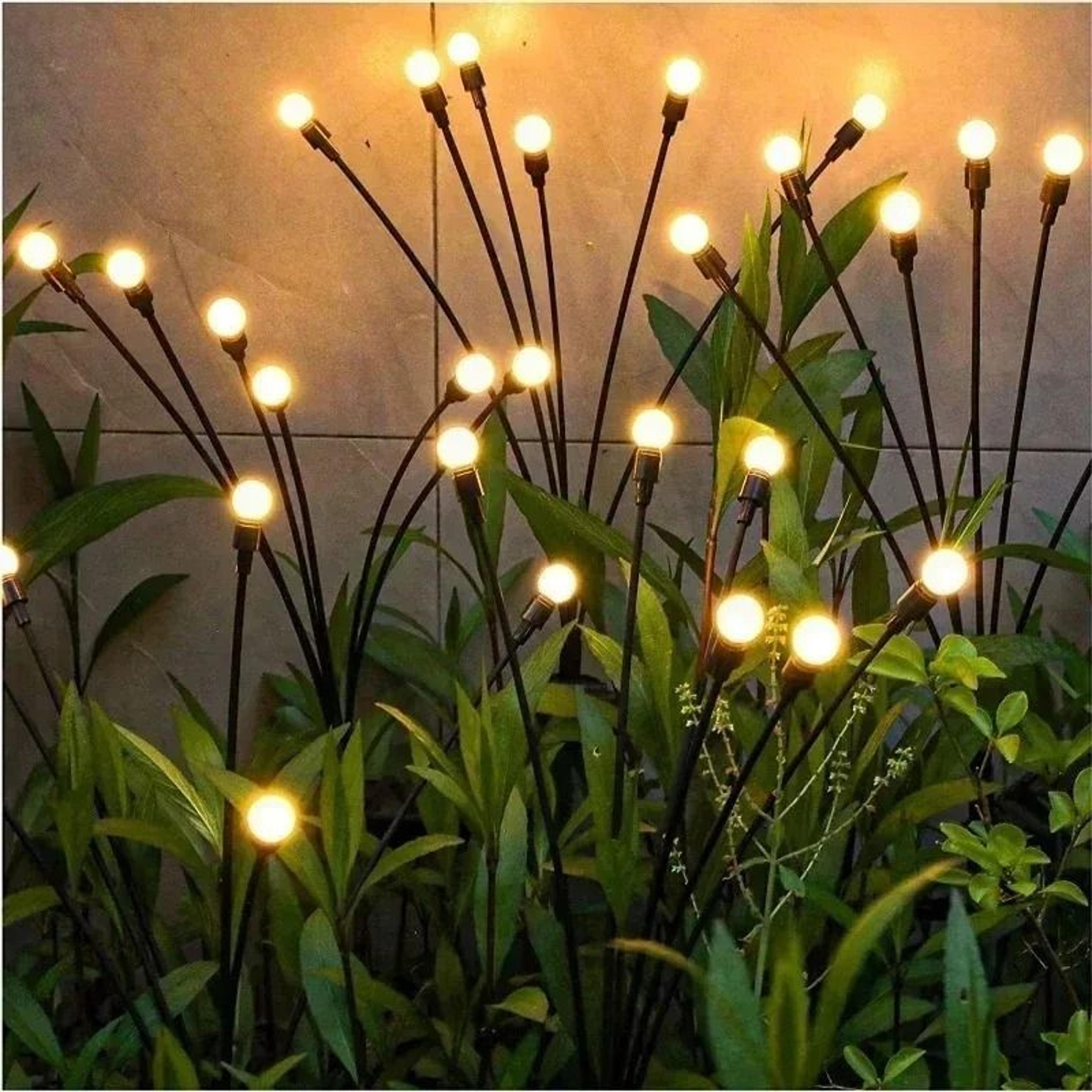 solar firefly light string & swaying lawn stake light