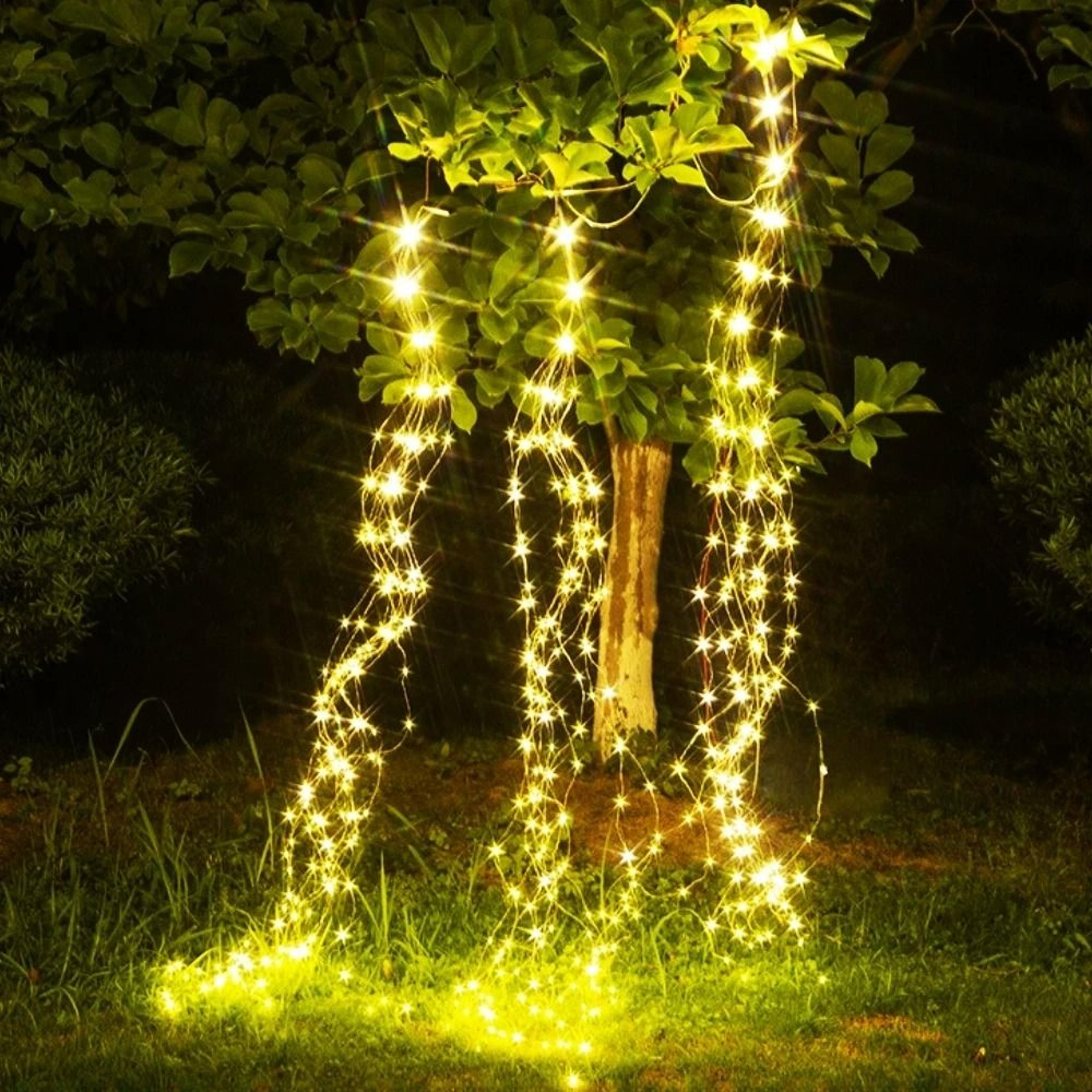 solar firefly bunch string lights & outdoor decorative vine lighting