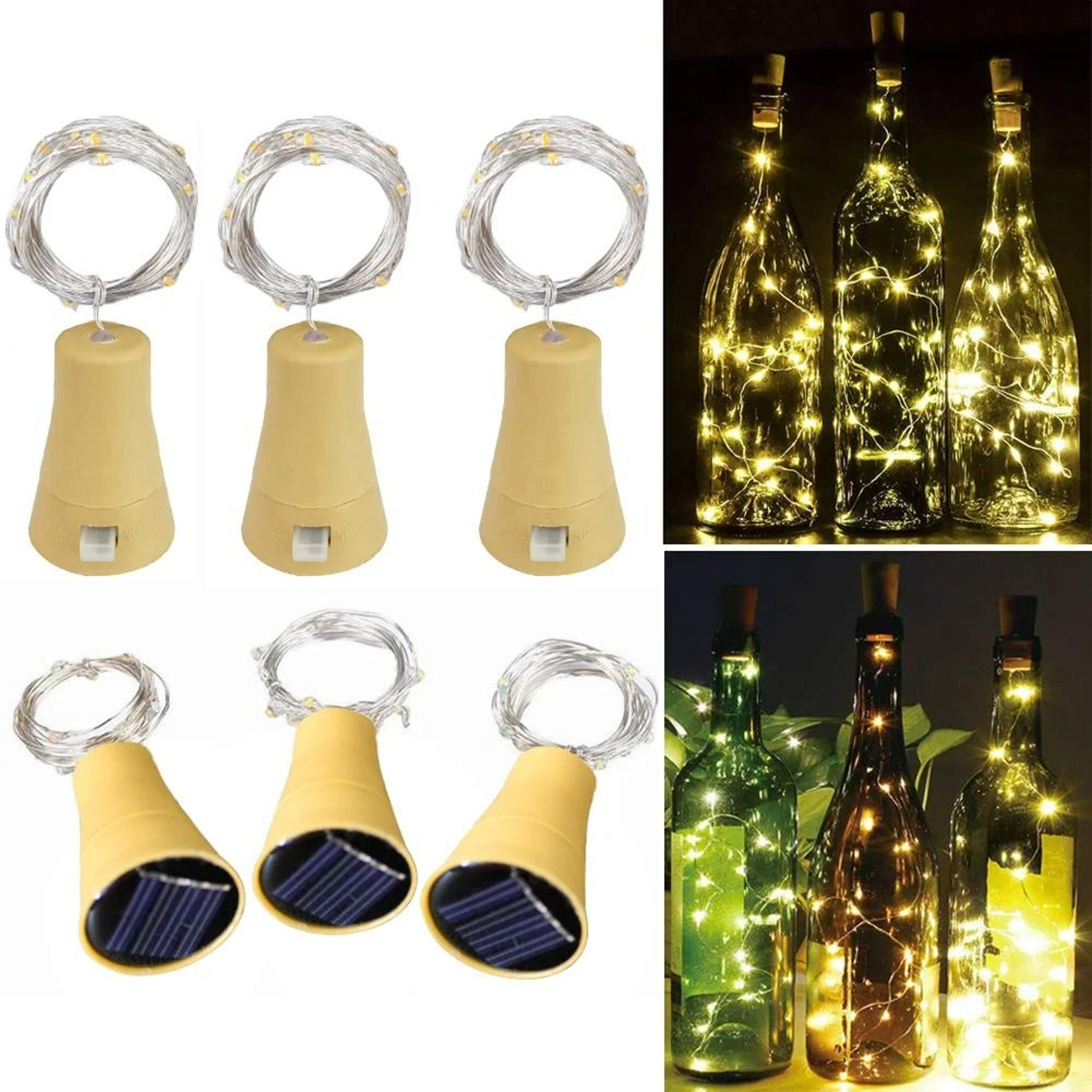 6-pack solar wine bottle cork lights & diy fairy firefly strings