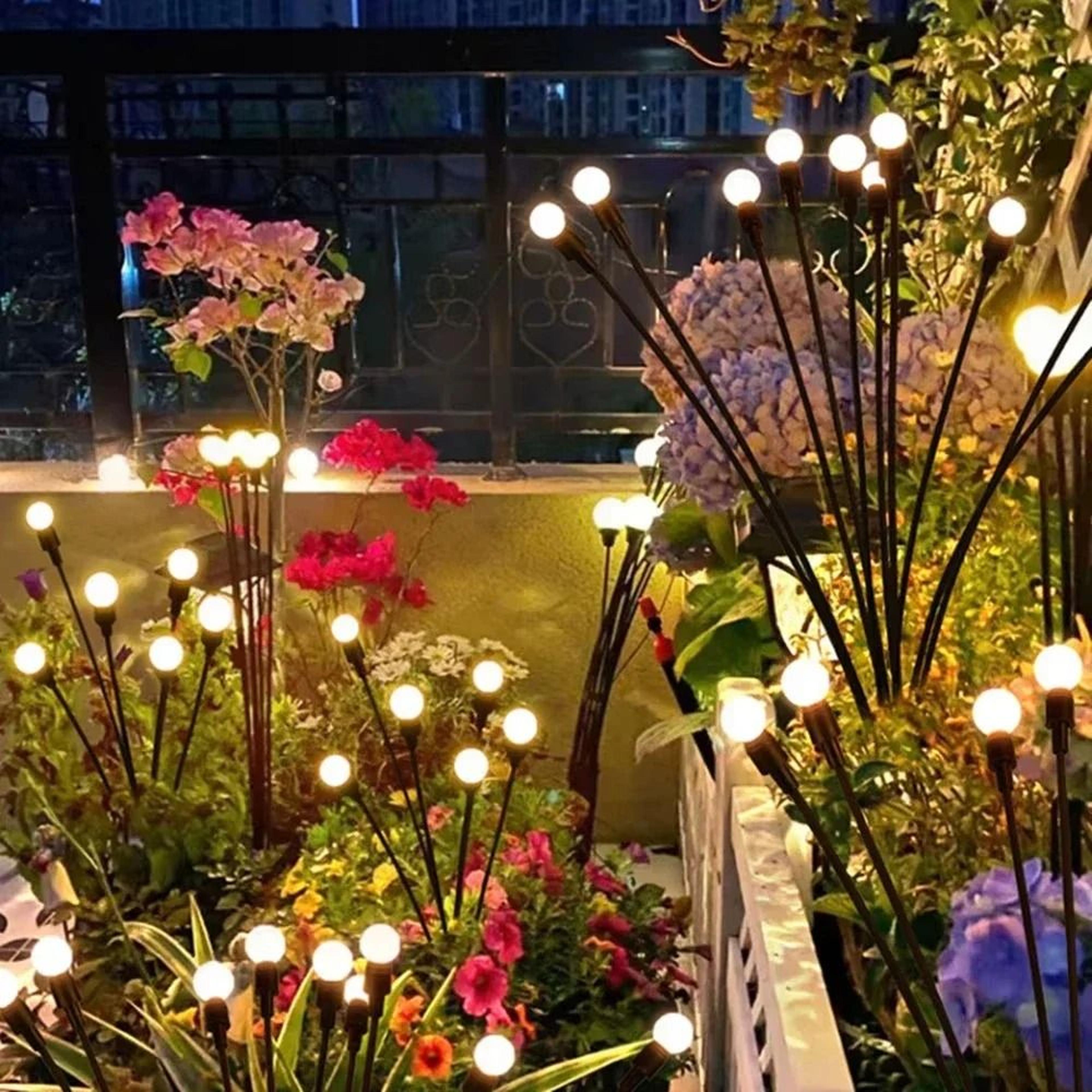 solar garden firefly starburst swaying lights & pathway decor